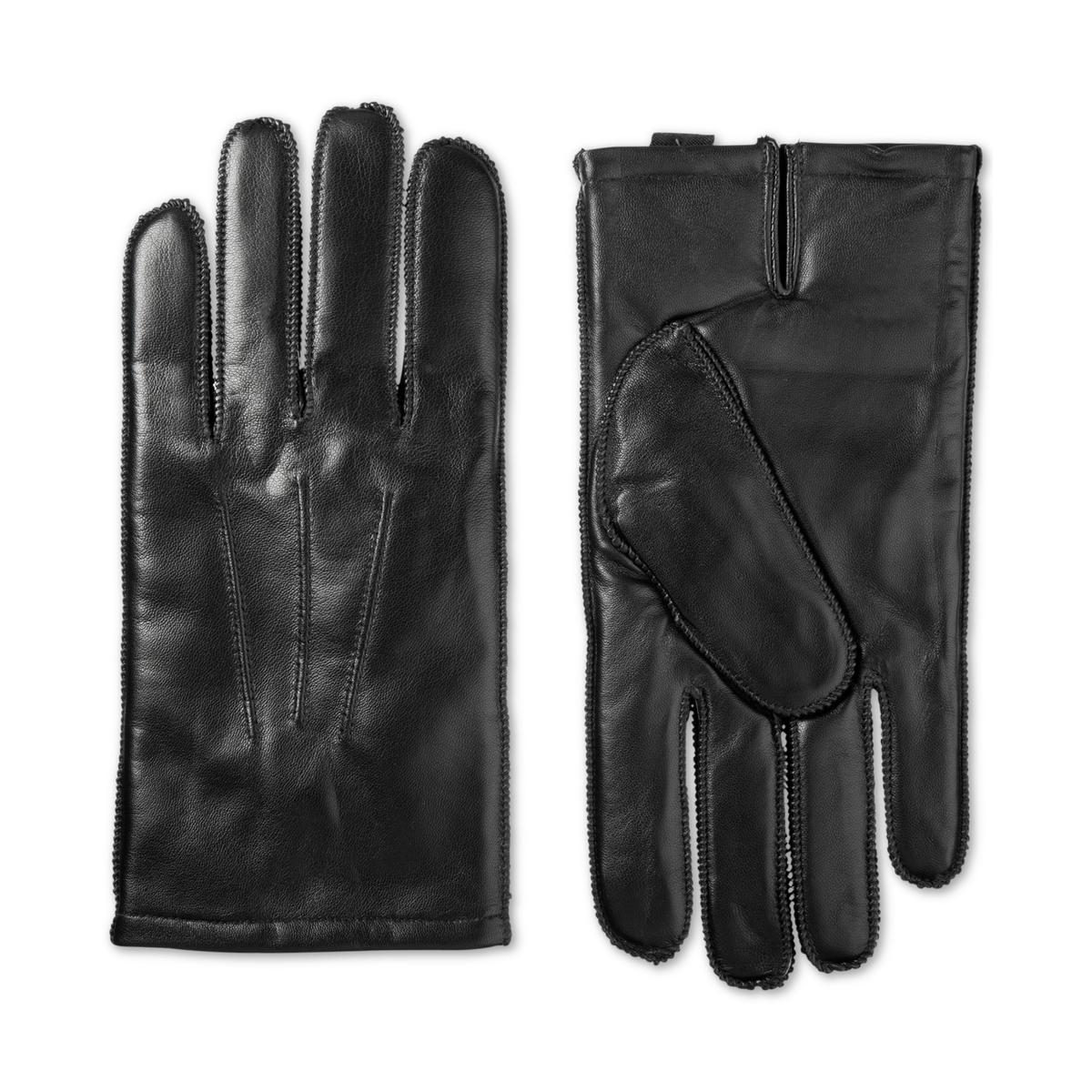 Isotoner Mens Black Leather Insulated Winter Driving Gloves L BHFO 9511