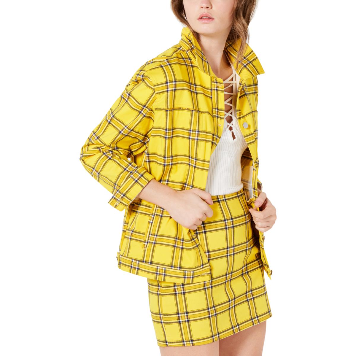 Guess Womens Yellow Plaid Trucker Casual Jacket XS BHFO 1916 | eBay