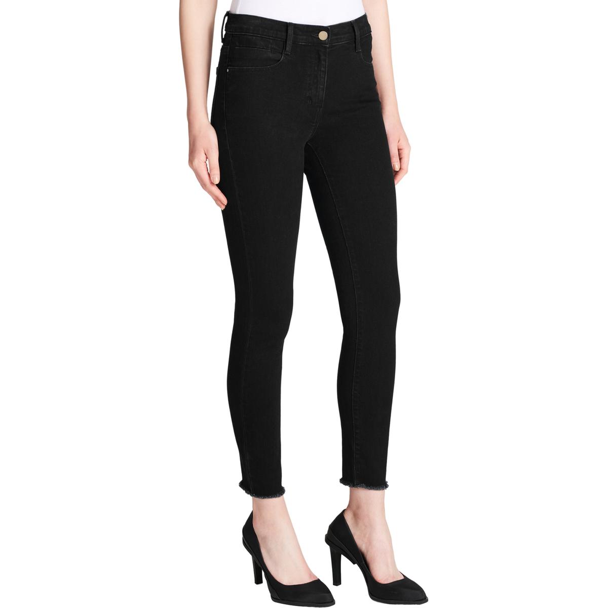 DKNY Womens Black Raw Hem Mid-Rise Black Wash Flare Jeans 30 BHFO 7957