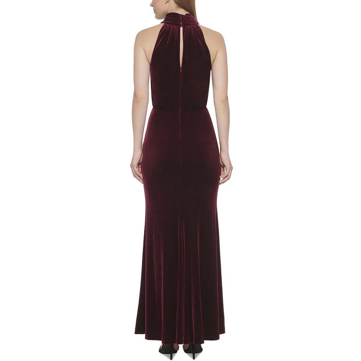 Eliza J Womens Velvet Mock Neck Full Length Evening Dress Gown