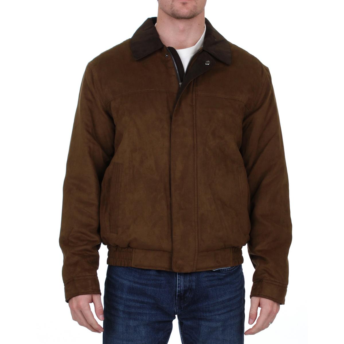 Weatherproof Mens Brown Winter Microsuede Bomber Jacket Outerwear L ...