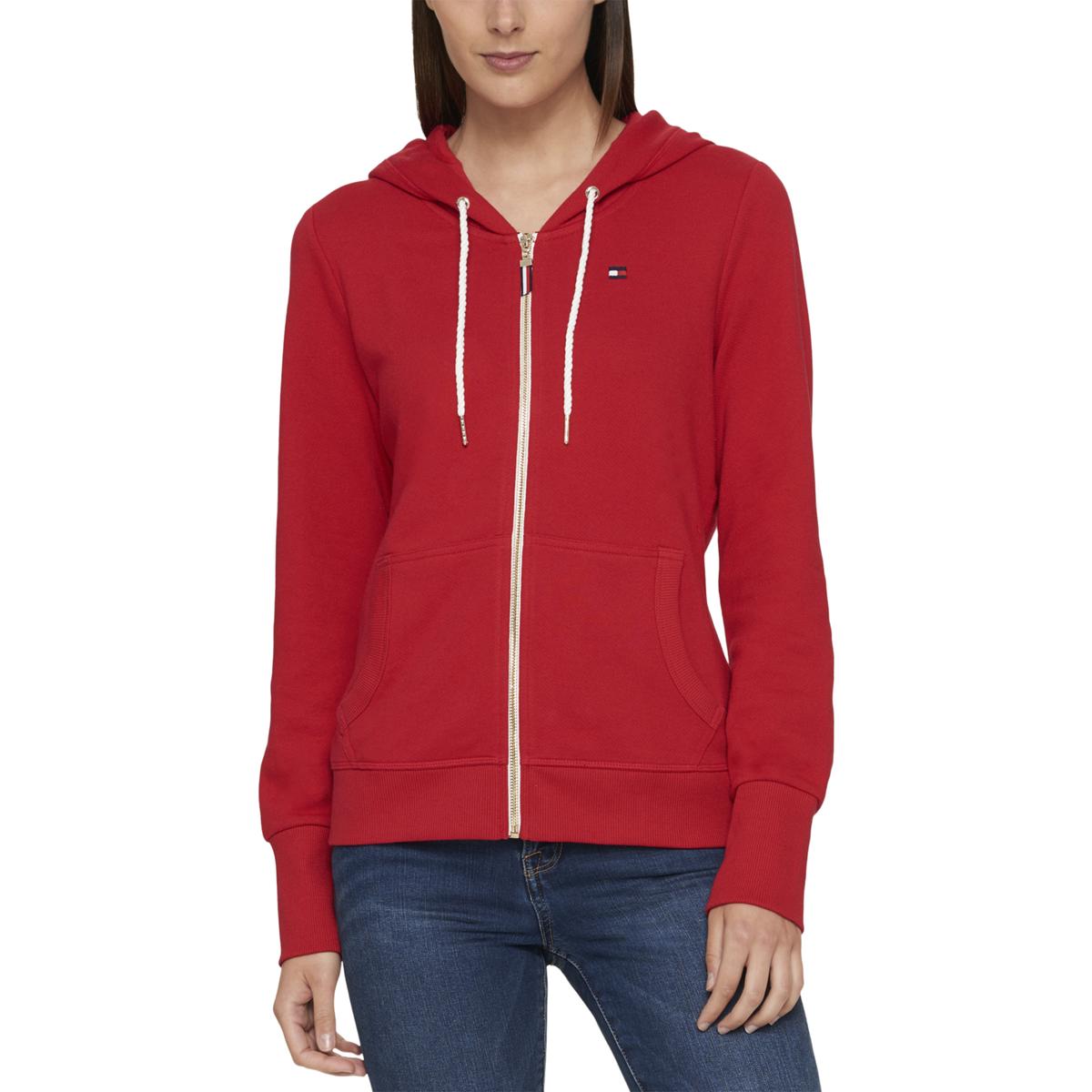 Tommy Hilfiger Womens Red Logo Hooded Casual Hoodie Top L BHFO 5359 | eBay