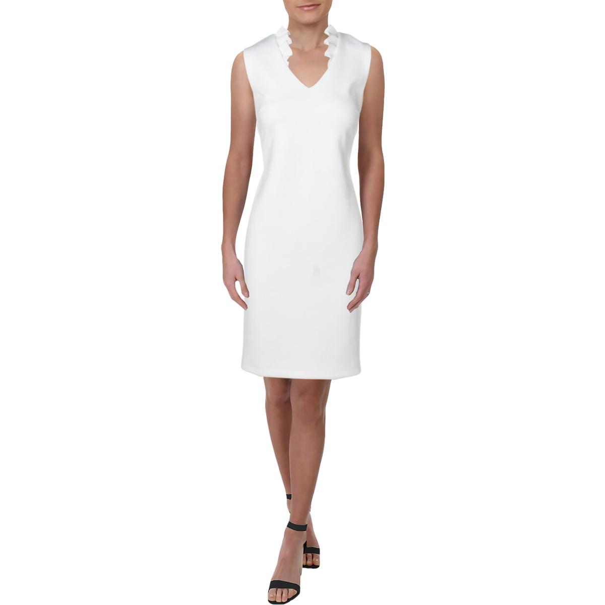 calvin klein white ruffle dress