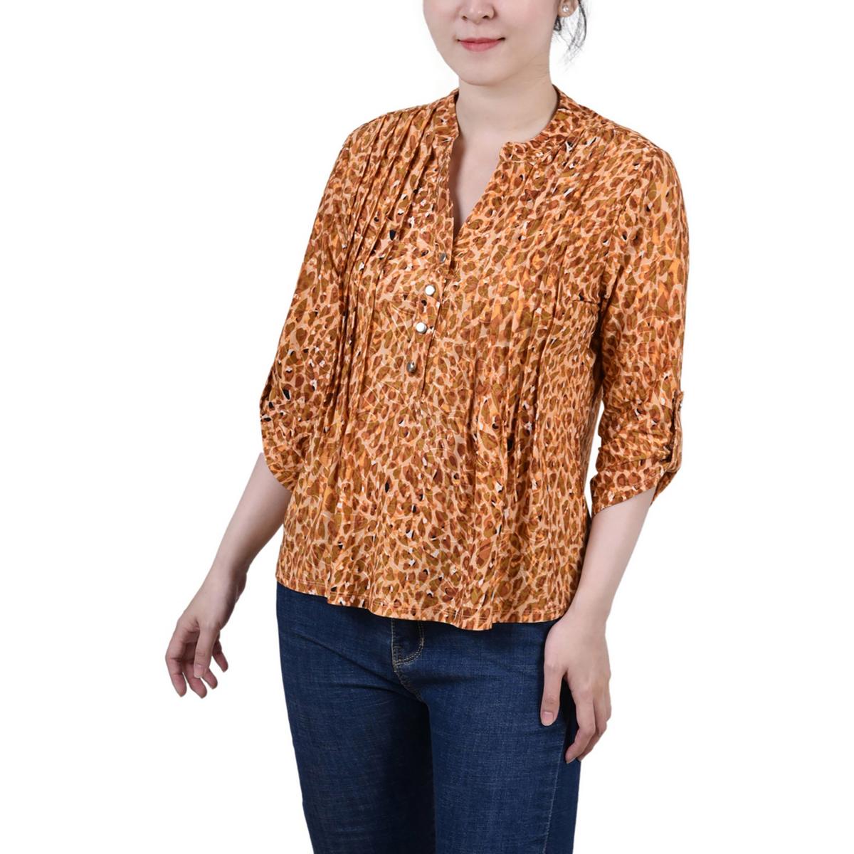 NY Collection Womens Pintuck Top Blouse Shirt Petites BHFO 5175 - Picture 2 of 8