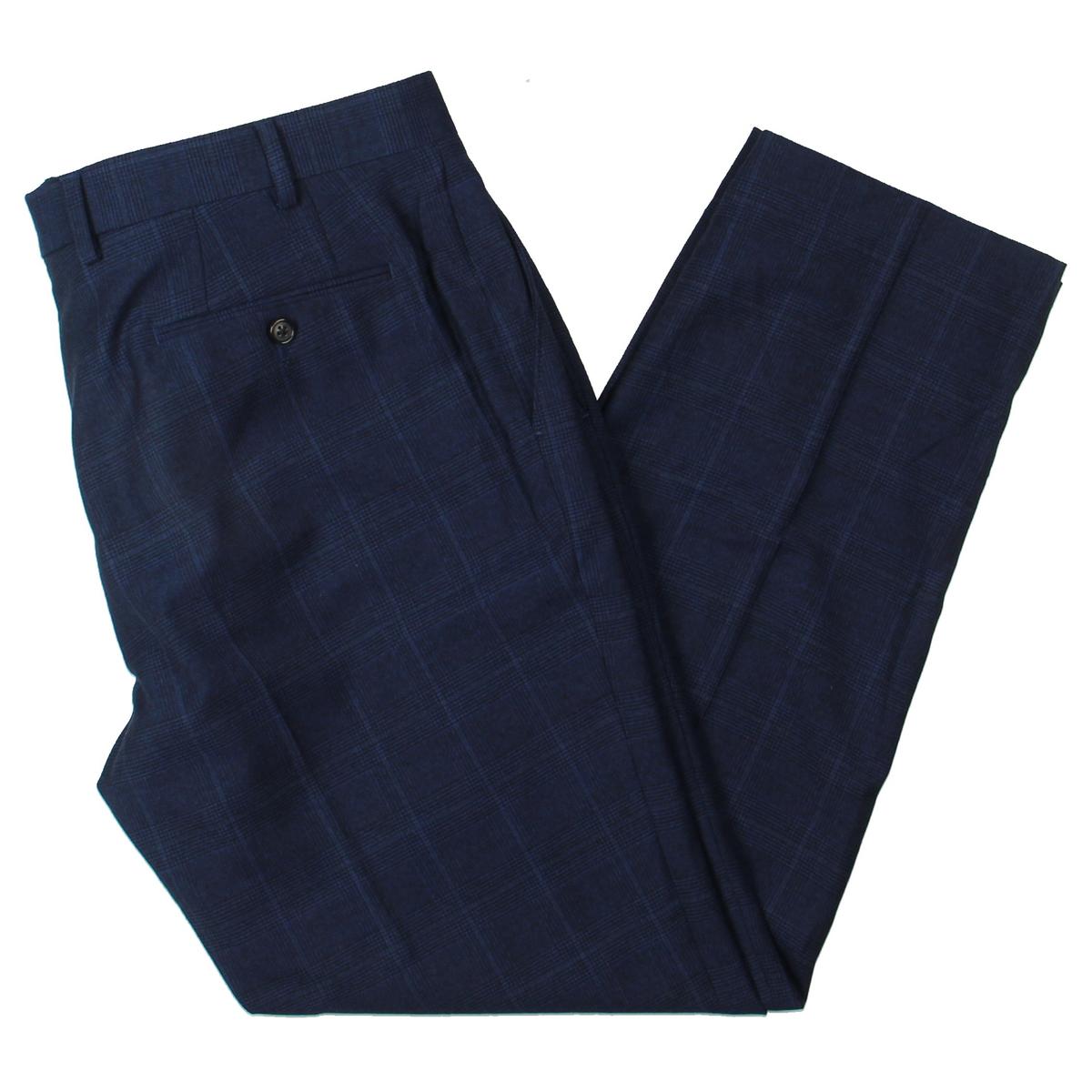 lauren ralph lauren navy plaid ultraflex dress pants