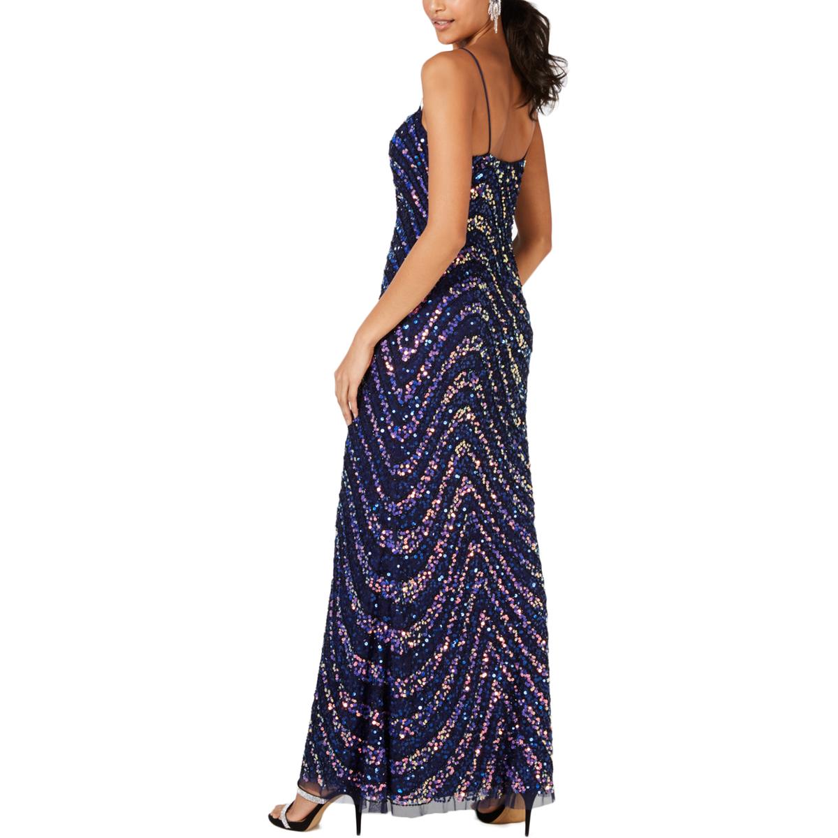 adrianna papell navy sequin gown