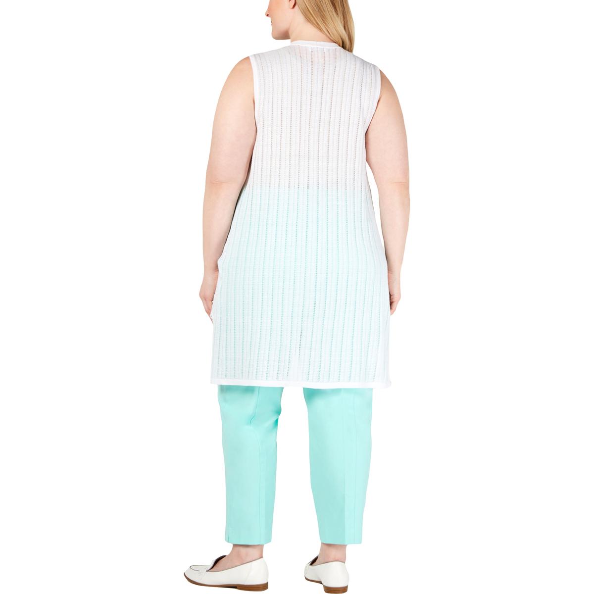 Charter Club Womens White Pointelle Long Sweater Vest Top Plus 1X BHFO 6163 | eBay