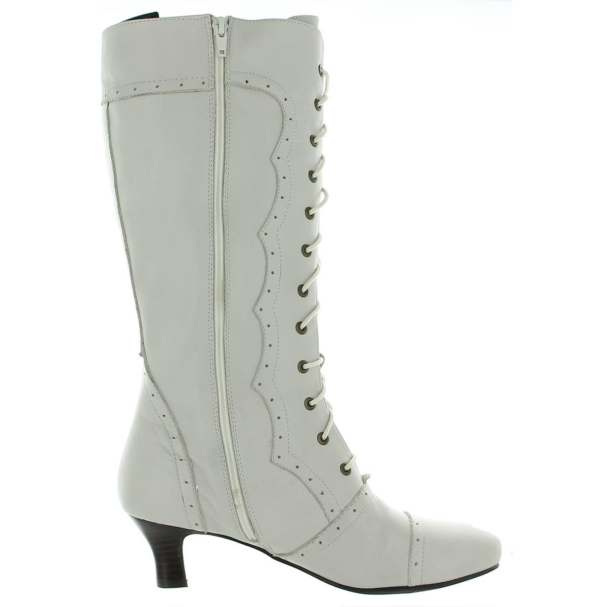 Array Womens Vintage Leather Tall Lace Up Knee-High Boots Shoes BHFO 2355 - Picture 6 of 7