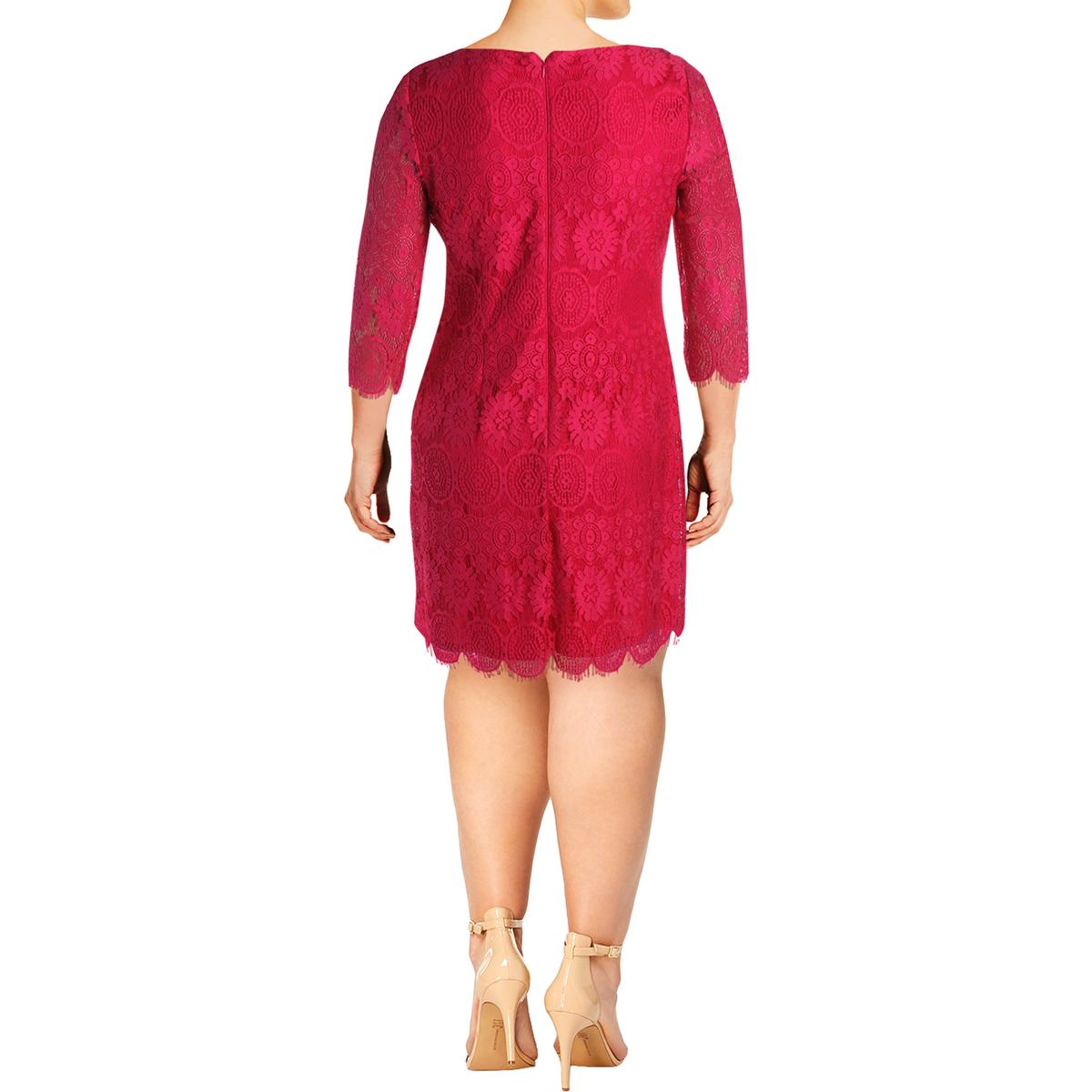 Jessica Howard Womens Pink Lace Party Cocktail Shift Dress 16 BHFO 7848