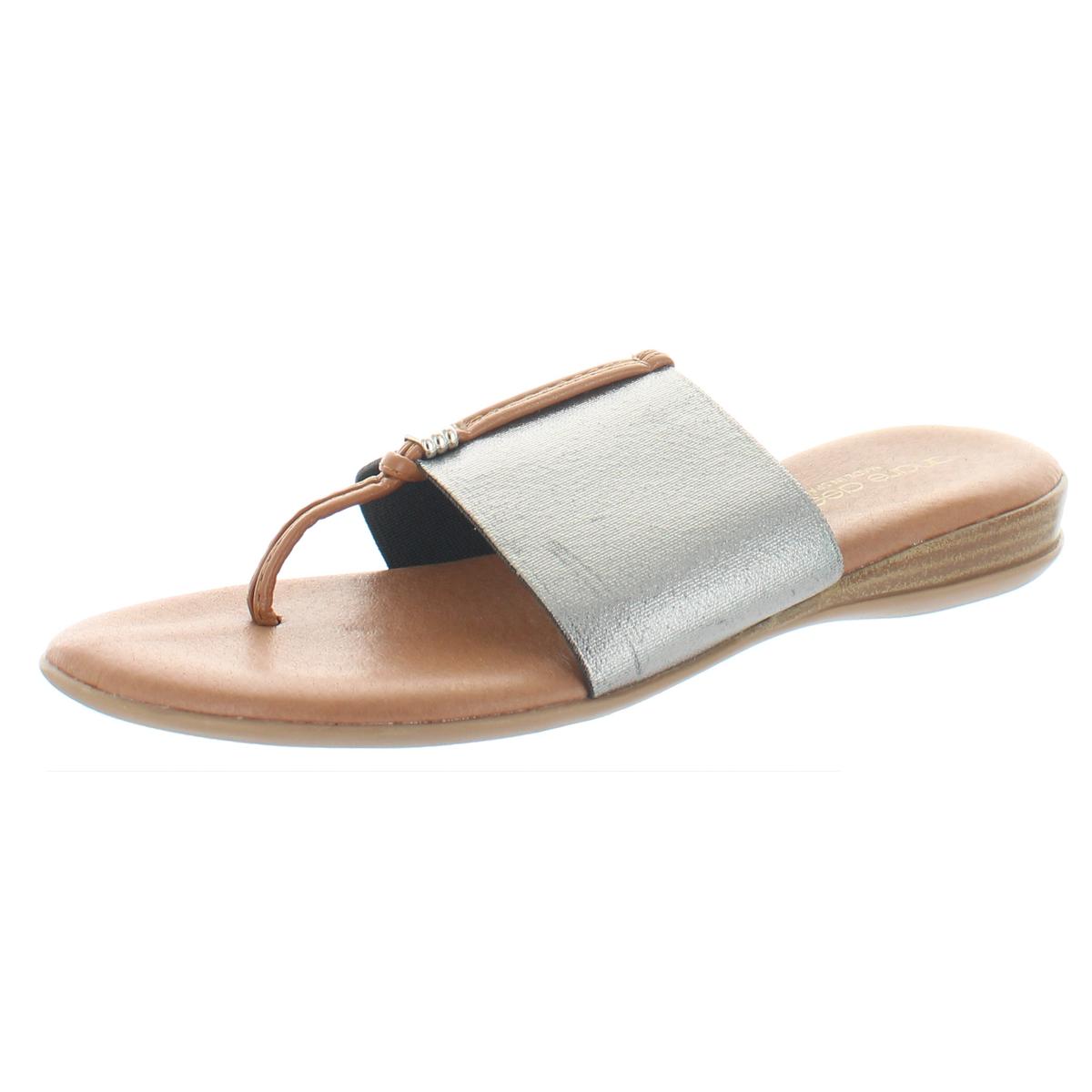 Andre Assous Womens Gray Metallic Slide Sandals Shoes 6 Medium (B,M ...
