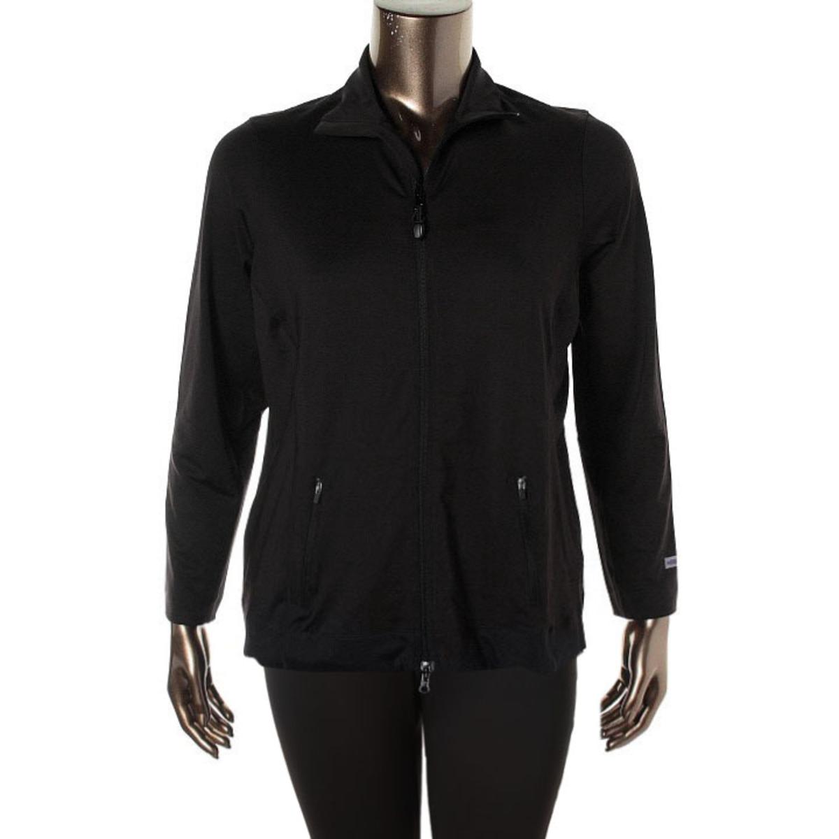 Taffy 1849 Womens Black Moisture Wicking Essential Athletic Jacket Plus ...