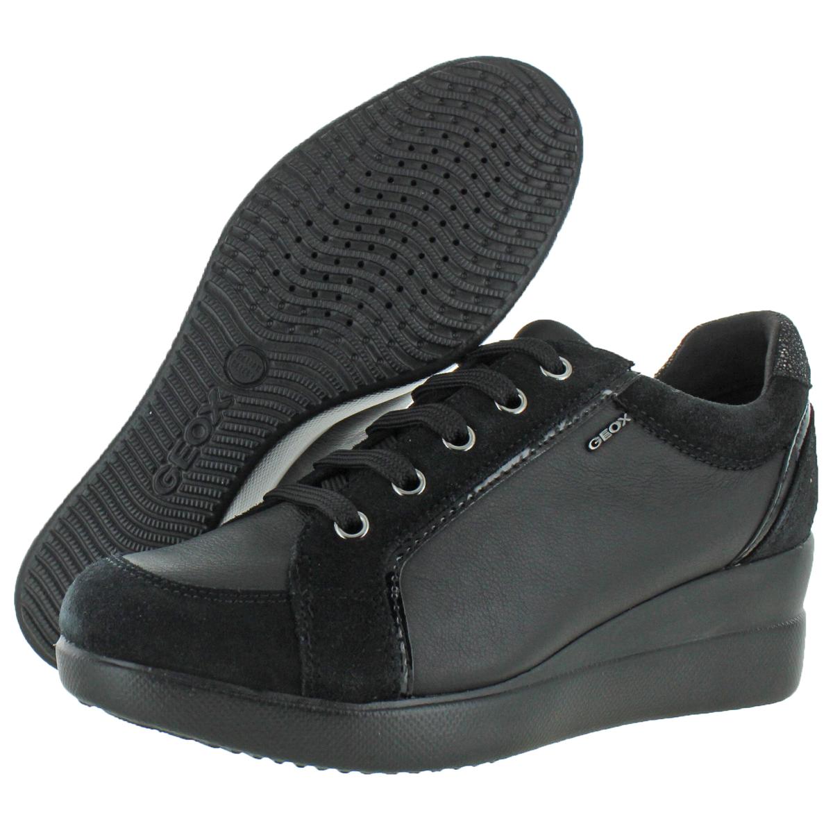 Geox Respira Womens Stardust Leather LaceUp Wedge Sneaker