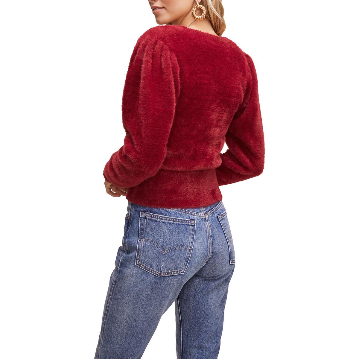 ASTR The Label Women's Fuzzy Square Neck Long Sleeve Cropped Pullover Sweater | eBay