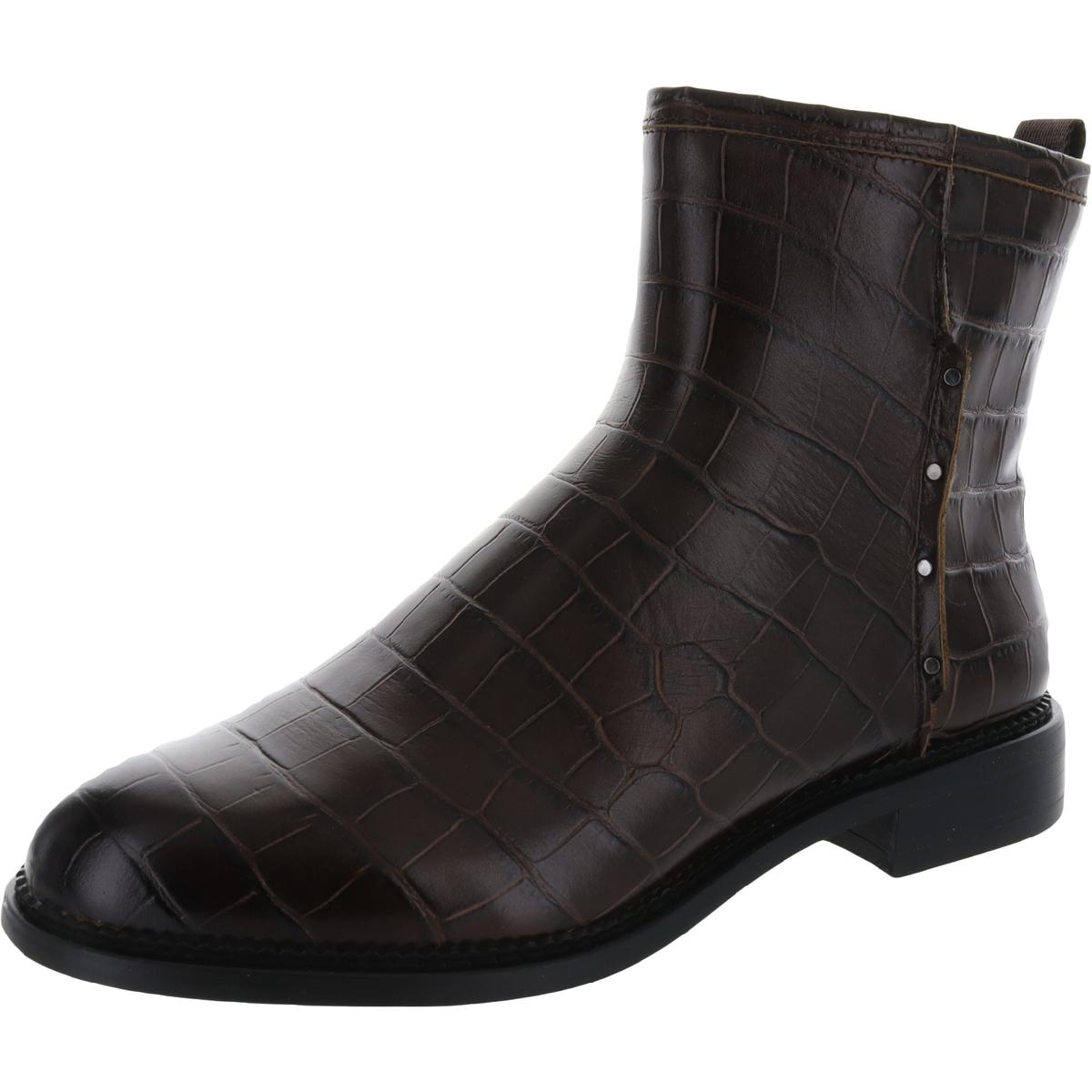 Franco Sarto Womens Sandria Embossed Leather Zip-Up Ankle Boots Shoes BHFO 4780