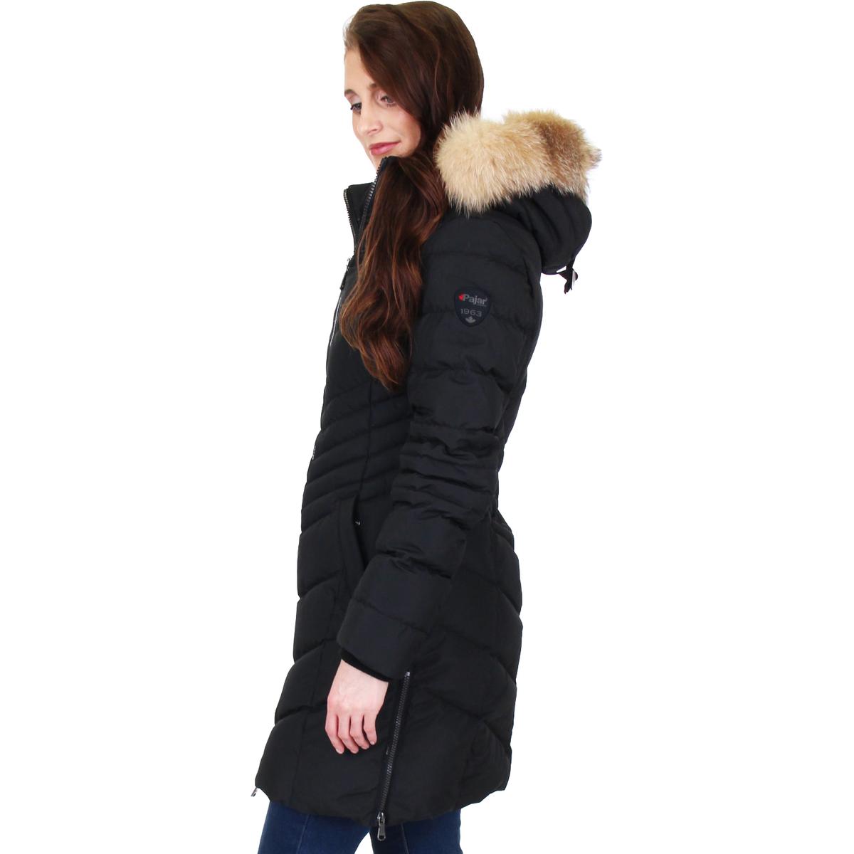 Pajar Women's Queens Chevron Duck Down Fur Trim Hooded Puffer Coat