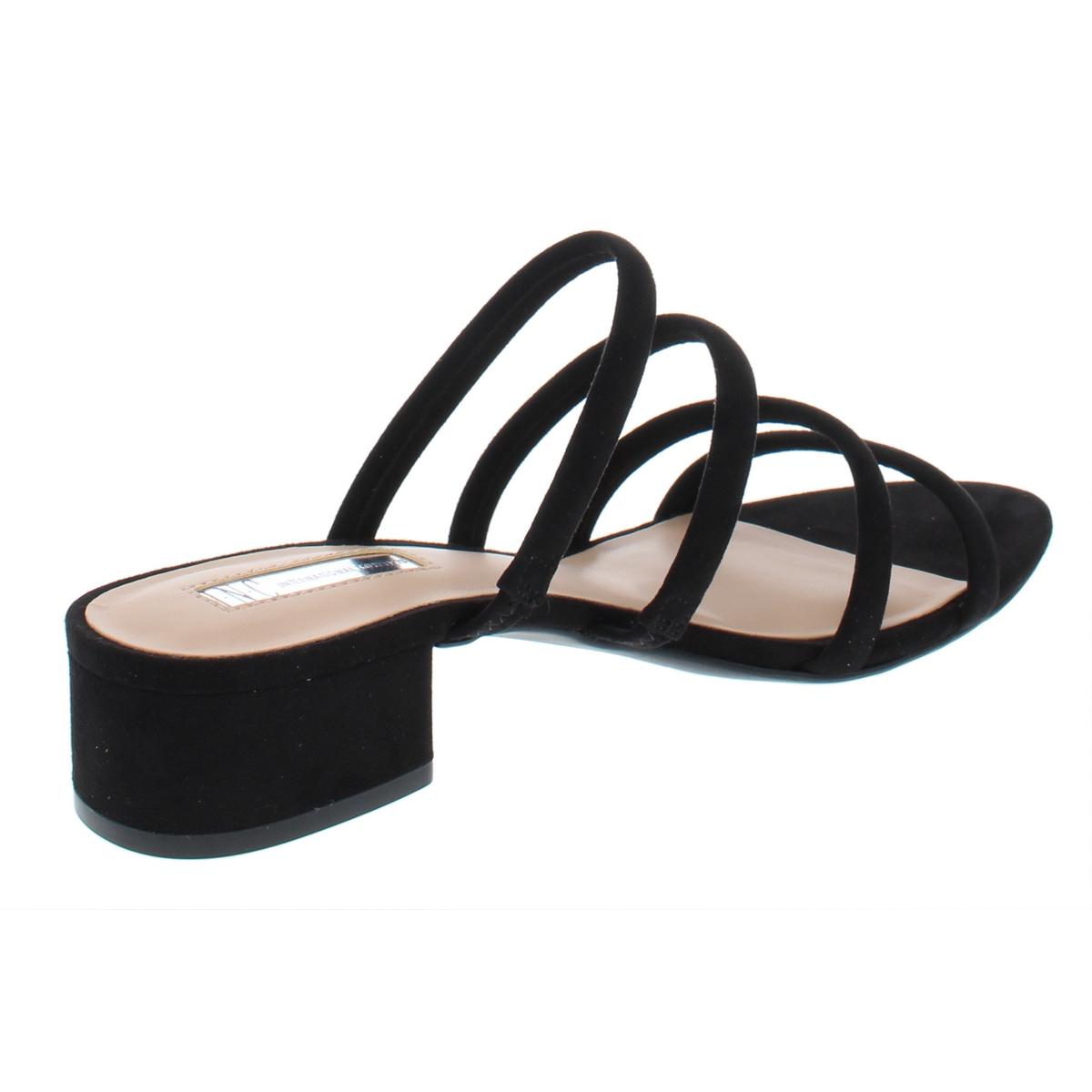 black slide heel sandals