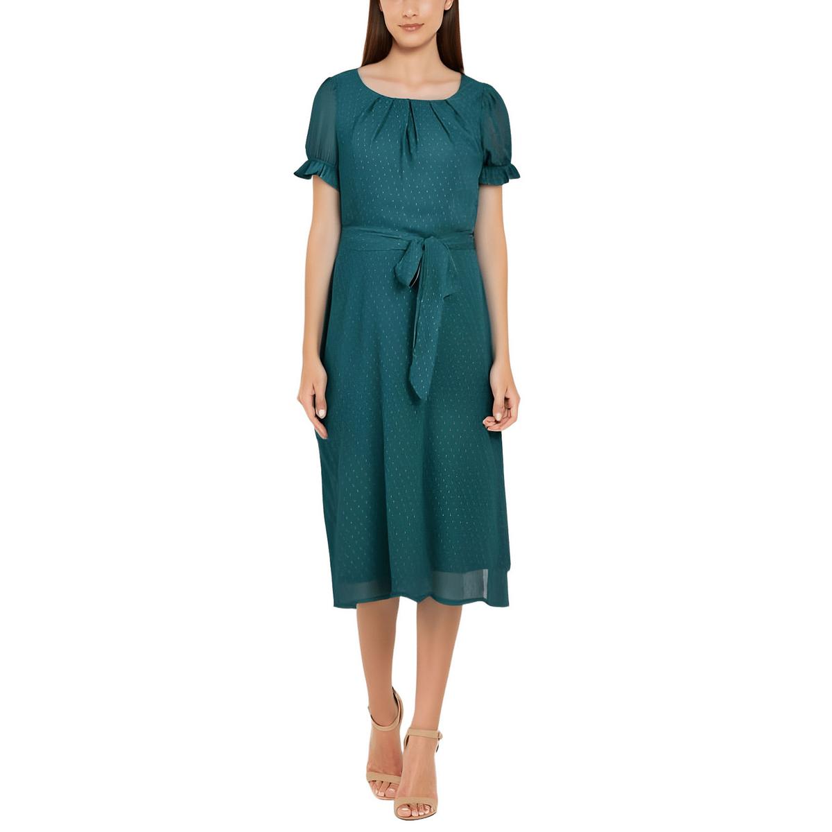 NY Collection Womens Chiffon Knee-Length Daytime Midi Dress Petites BHFO 0421 - Picture 3 of 6