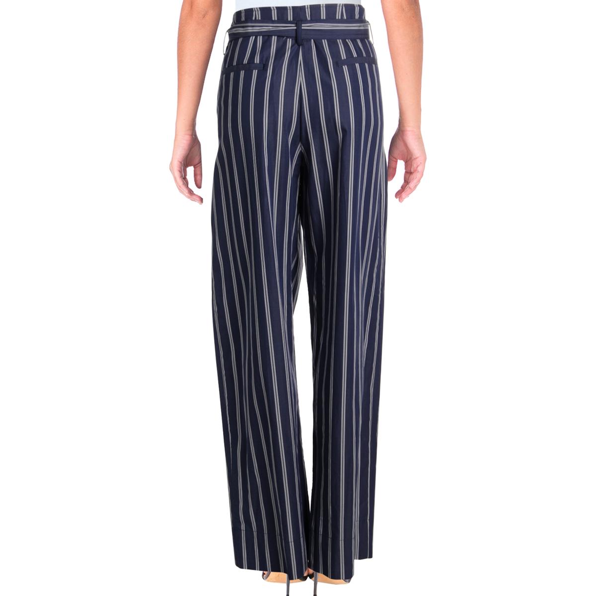 Lauren Ralph Lauren Womens THEONE Blue Woven Striped Wide Leg Pants 10 ...