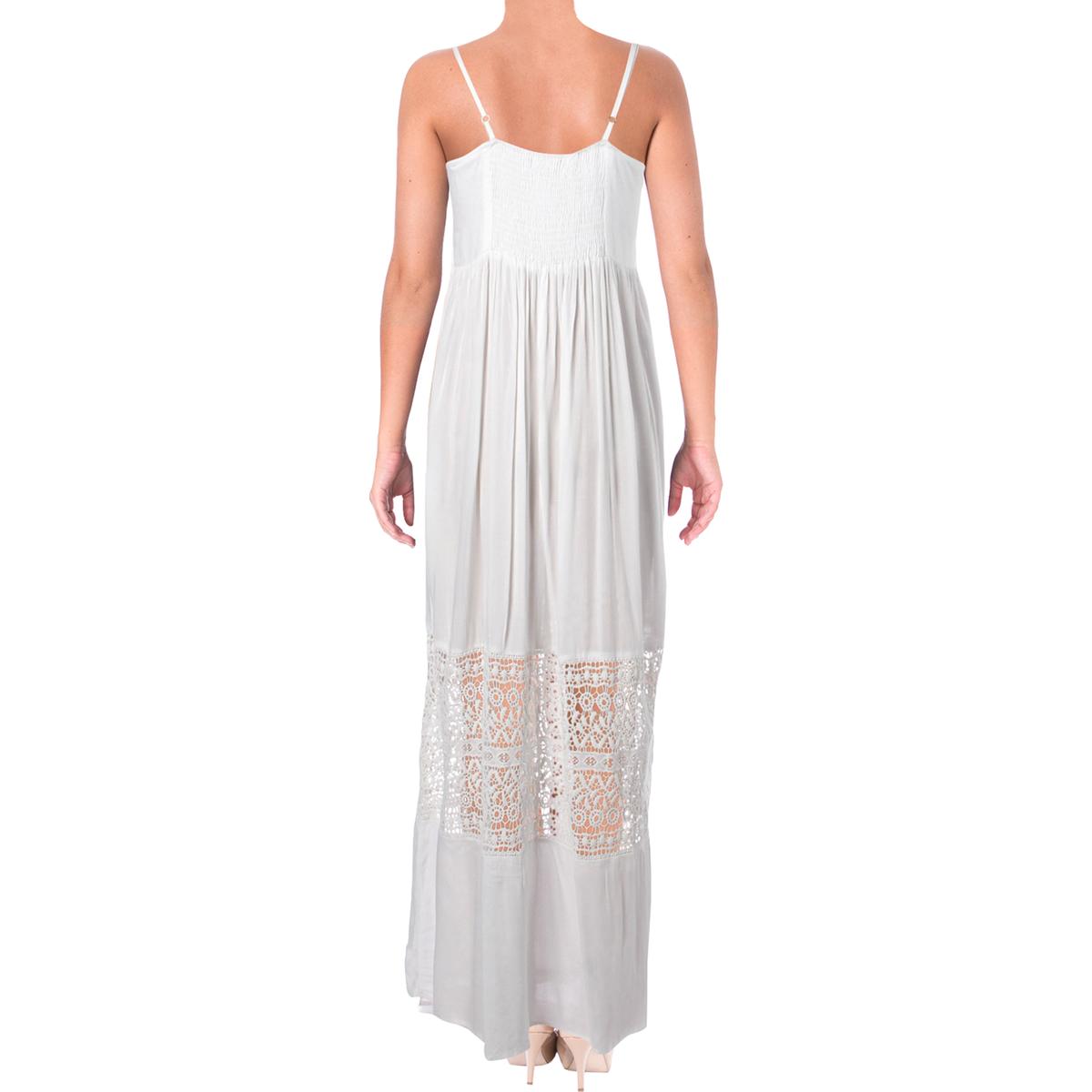 Aqua Womens White Full-Length Crochet Trim Daytime Maxi Dress XS BHFO ...