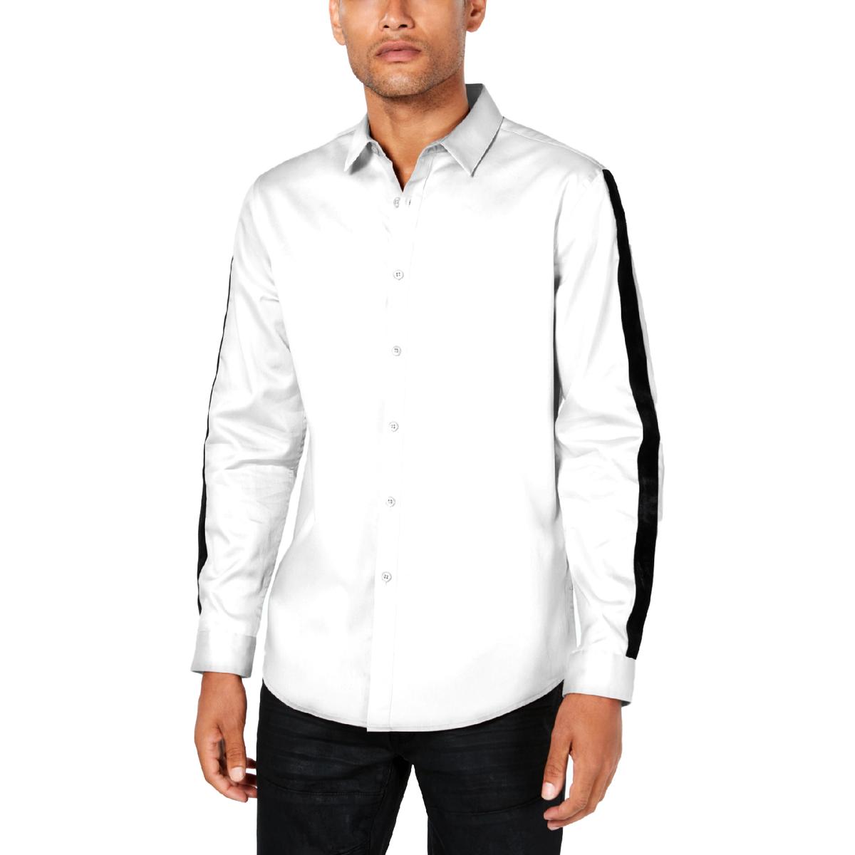 INC Mens White Cotton Collared Long Sleeves ButtonDown Shirt XXL BHFO