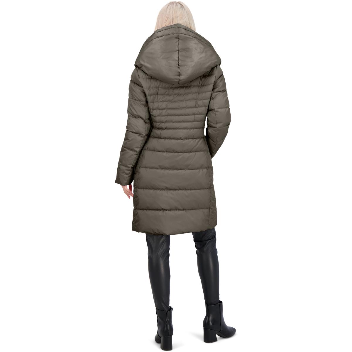 tahari casey long puffer coat