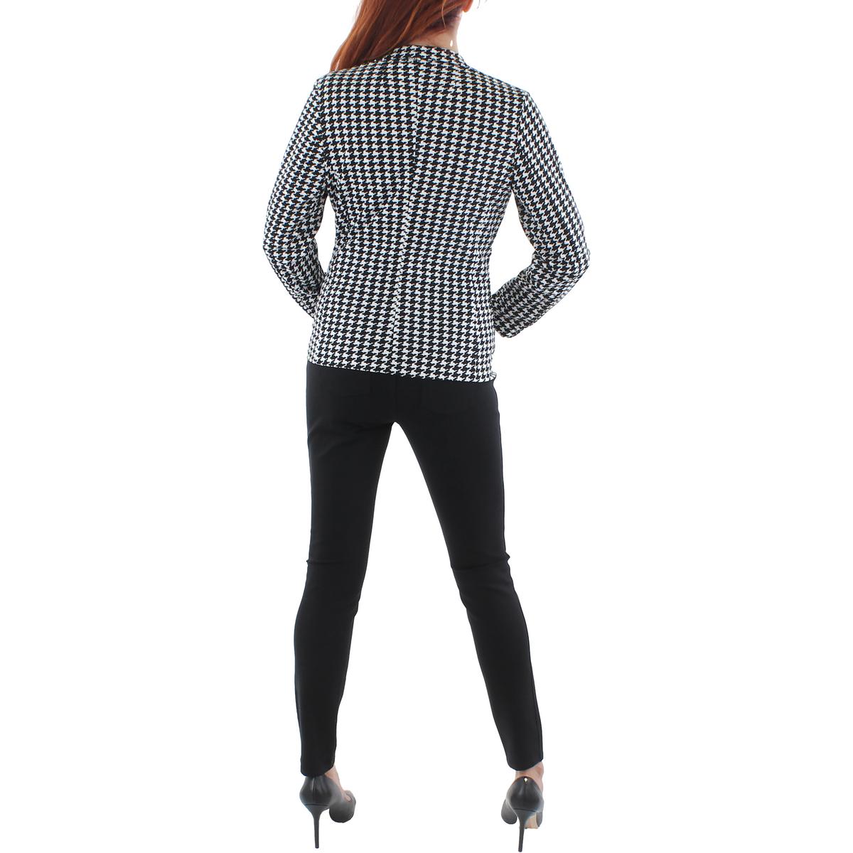 Aqua Womens Houndstooth Suit Separate Open-Front Blazer Jacket BHFO 4567