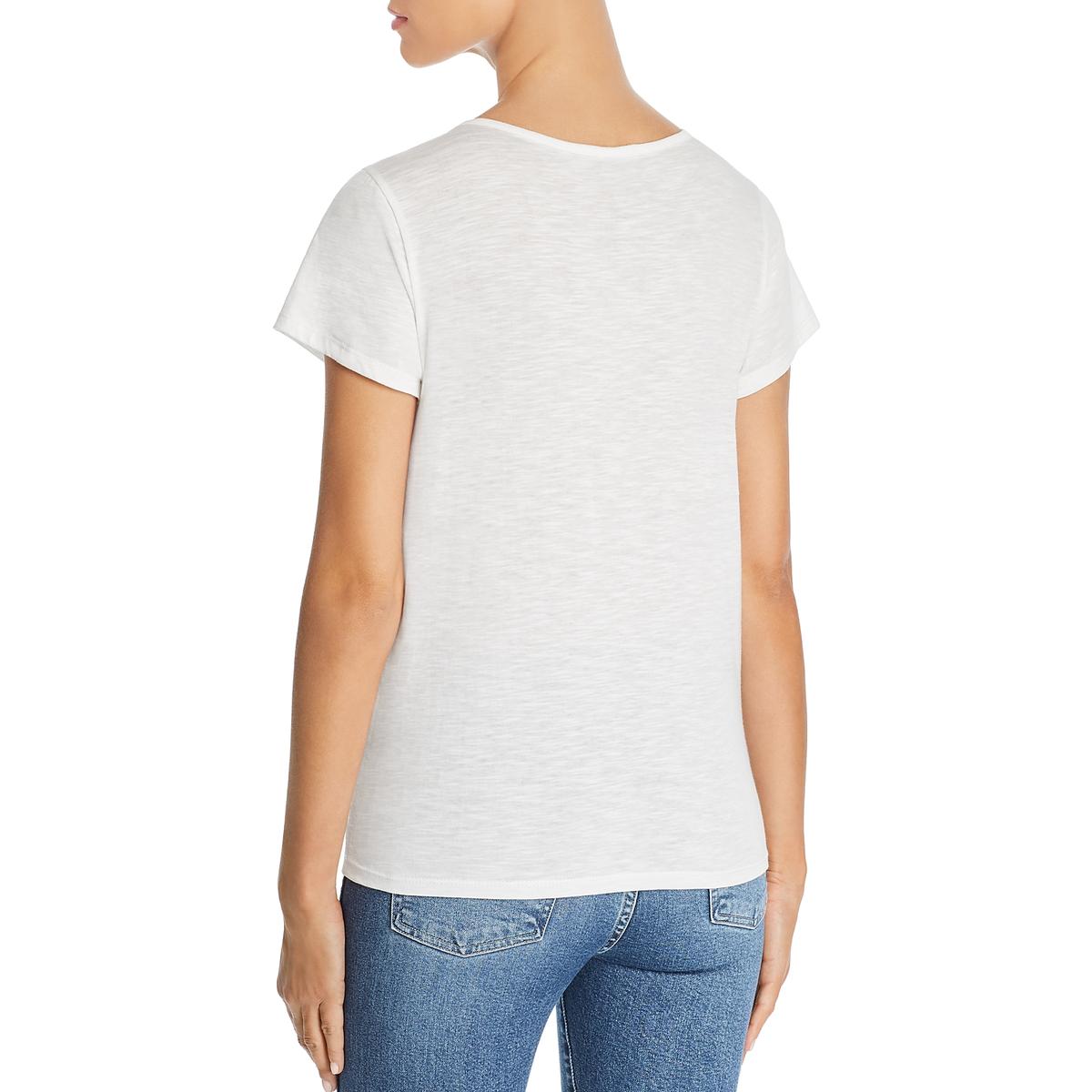 A+A Collection Womens White Cut-Out Short Sleeve Tee T-Shirt Top L BHFO ...