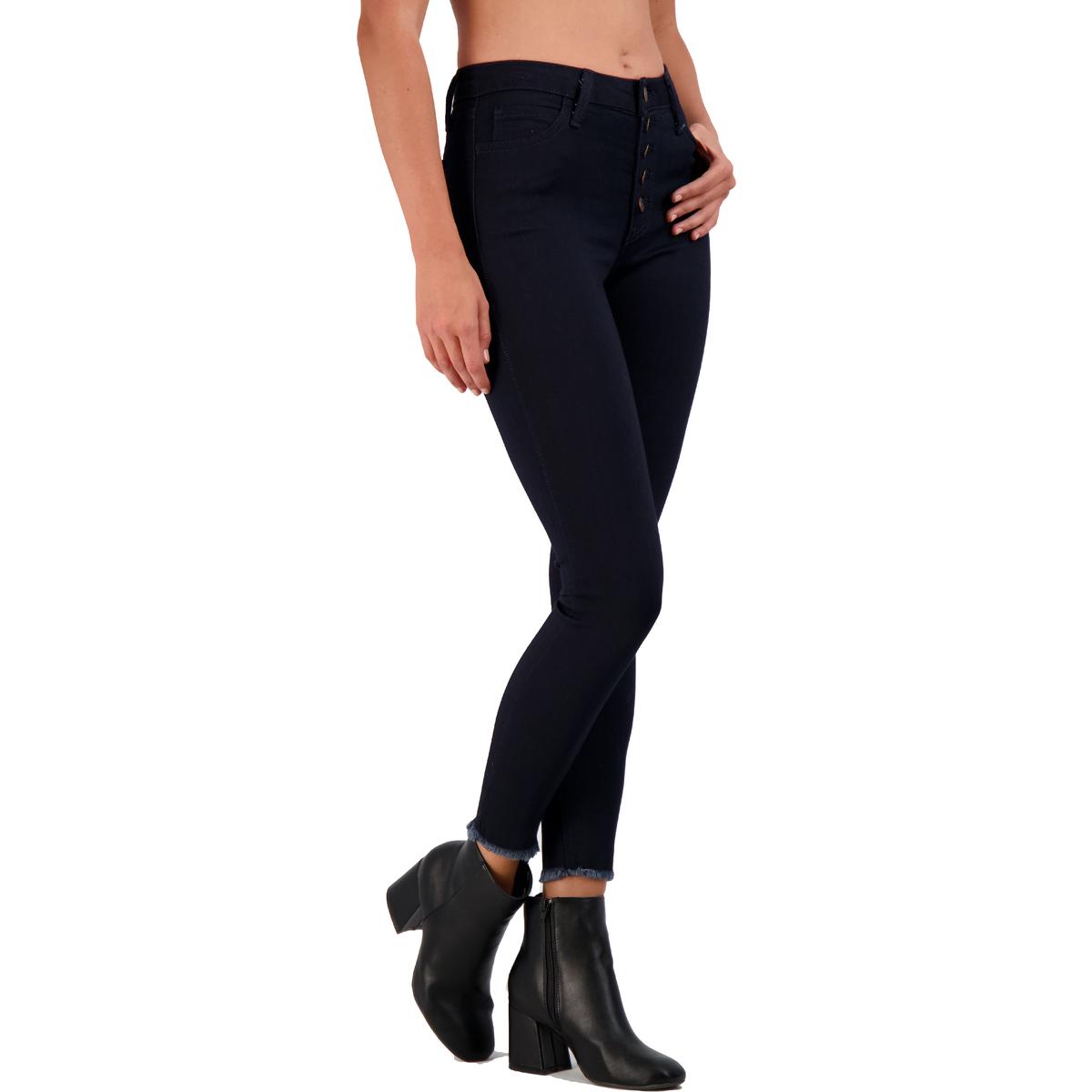 Just Black Women's High Waisted Frayed Hem Cropped Skinny Jeans