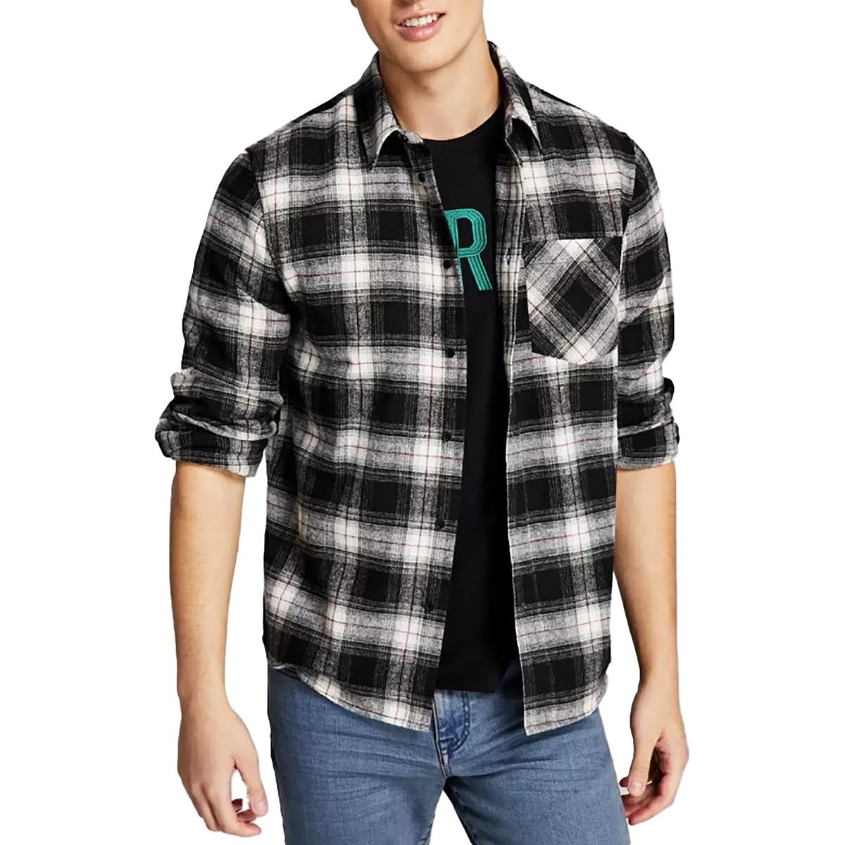 And Now This Mens Brushed Flannel Plaid Shirt - Olive Plaid ...