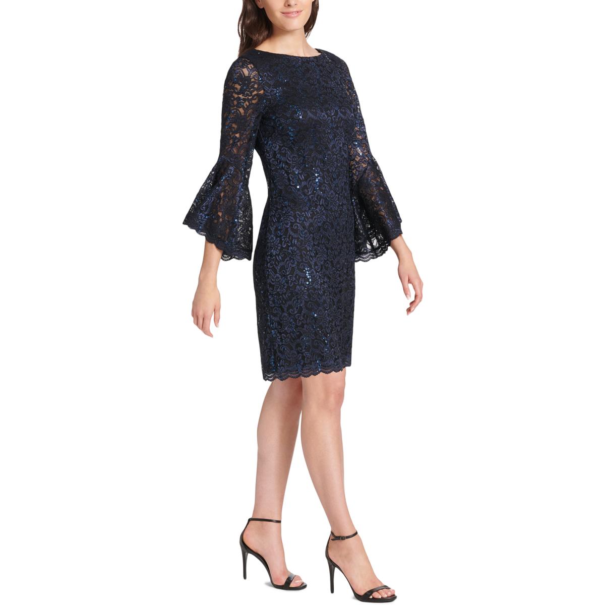 Jessica Howard Womens Navy Lace Sequined Cocktail Dress Petites 6P BHFO ...