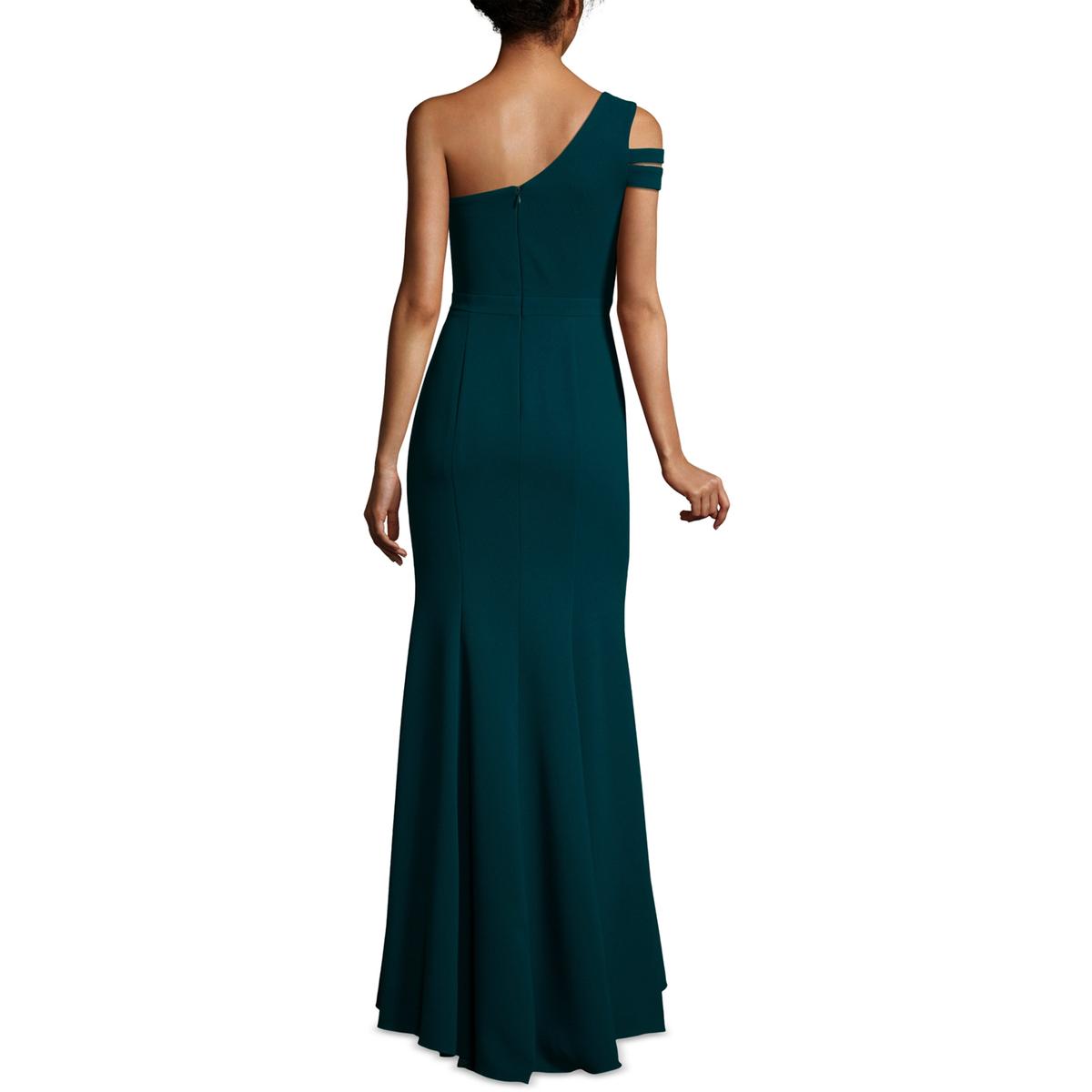 Xscape Womens Green One Shoulder Side Slit Formal Dress Gown 14 BHFO ...