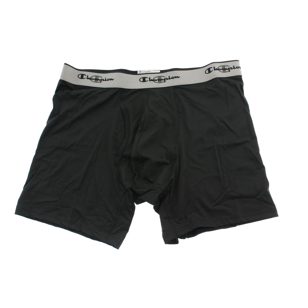 CHAMPION 4302 NEW Mens Black No Ride Up Open Fly Boxer Briefs XL BHFO ...