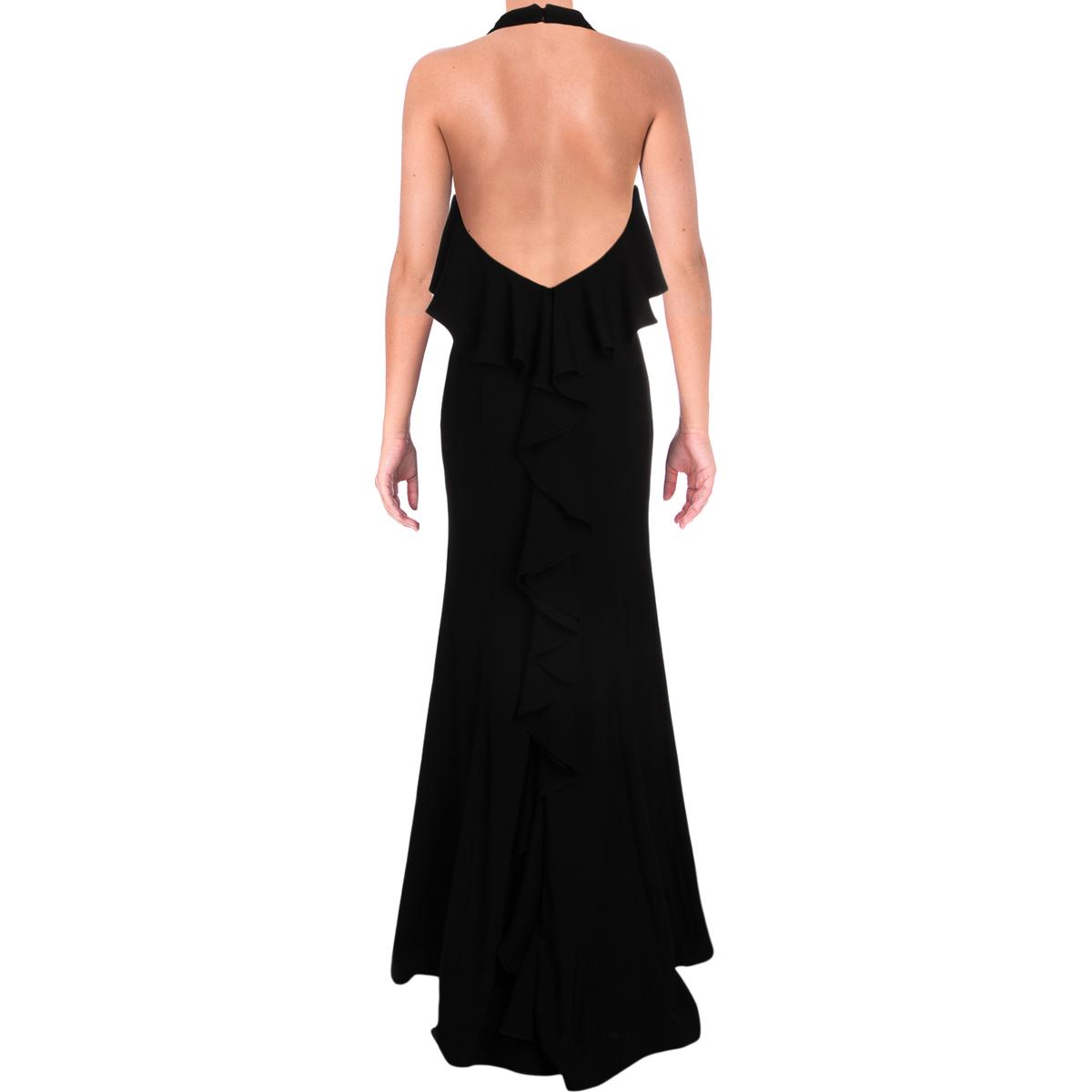 Xscape Womens Black Crepe Halter Party Evening Dress Gown 8 BHFO 1648 ...