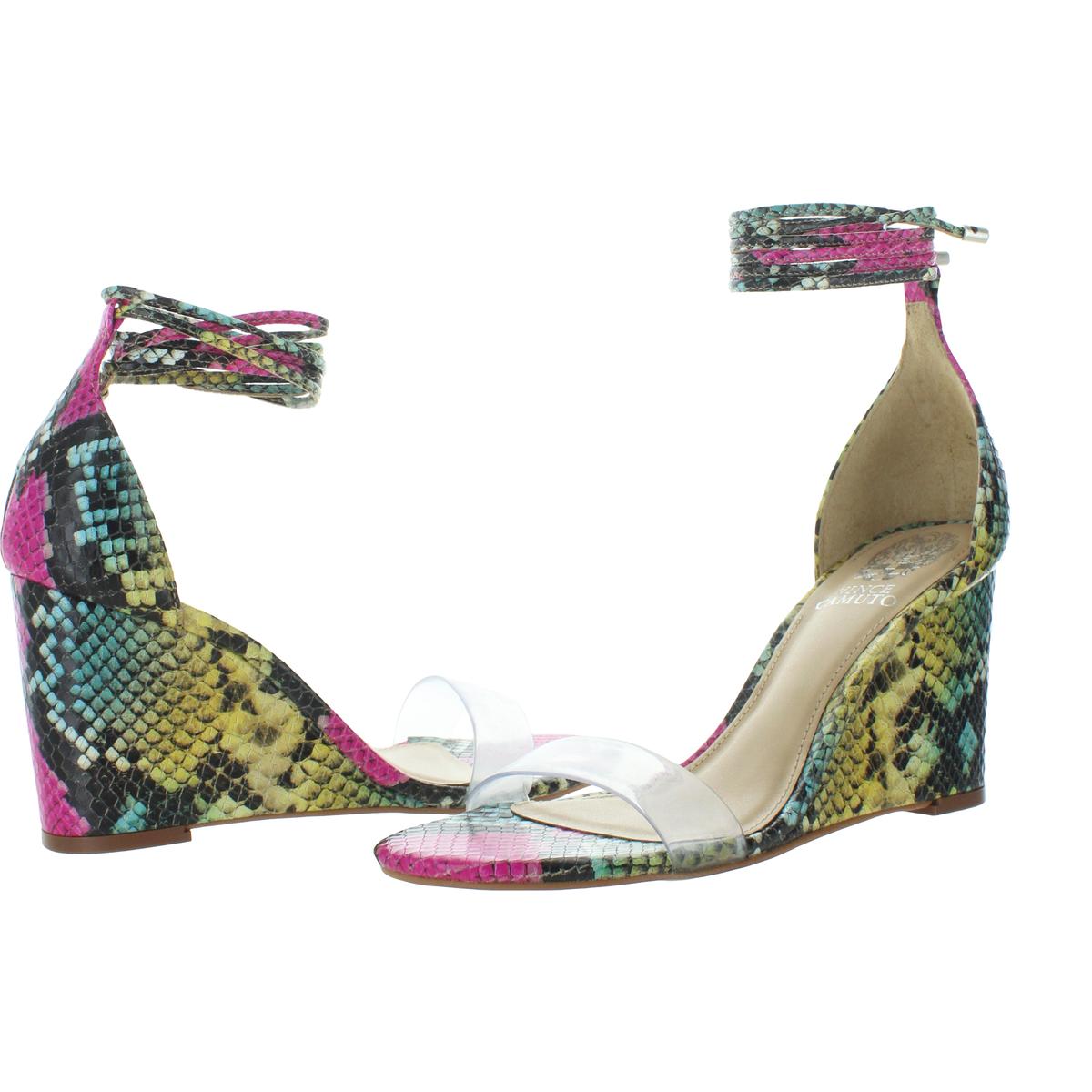 leather strappy wedge sandals