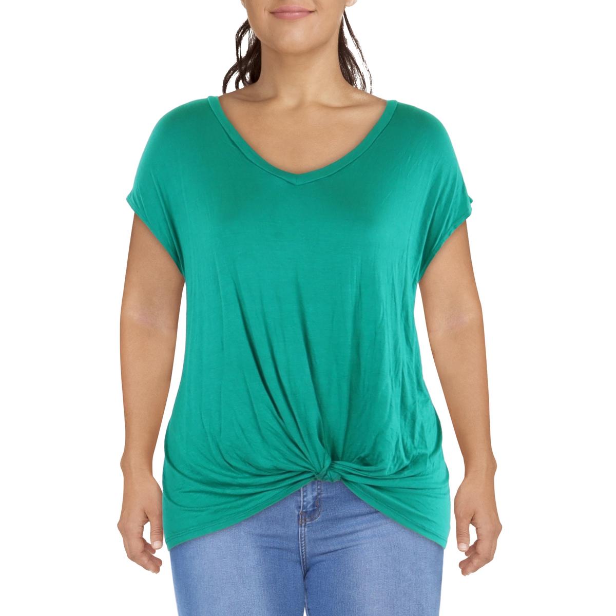 Coin 1804 Womens Gathered Tee T-Shirt Top Plus BHFO 9659