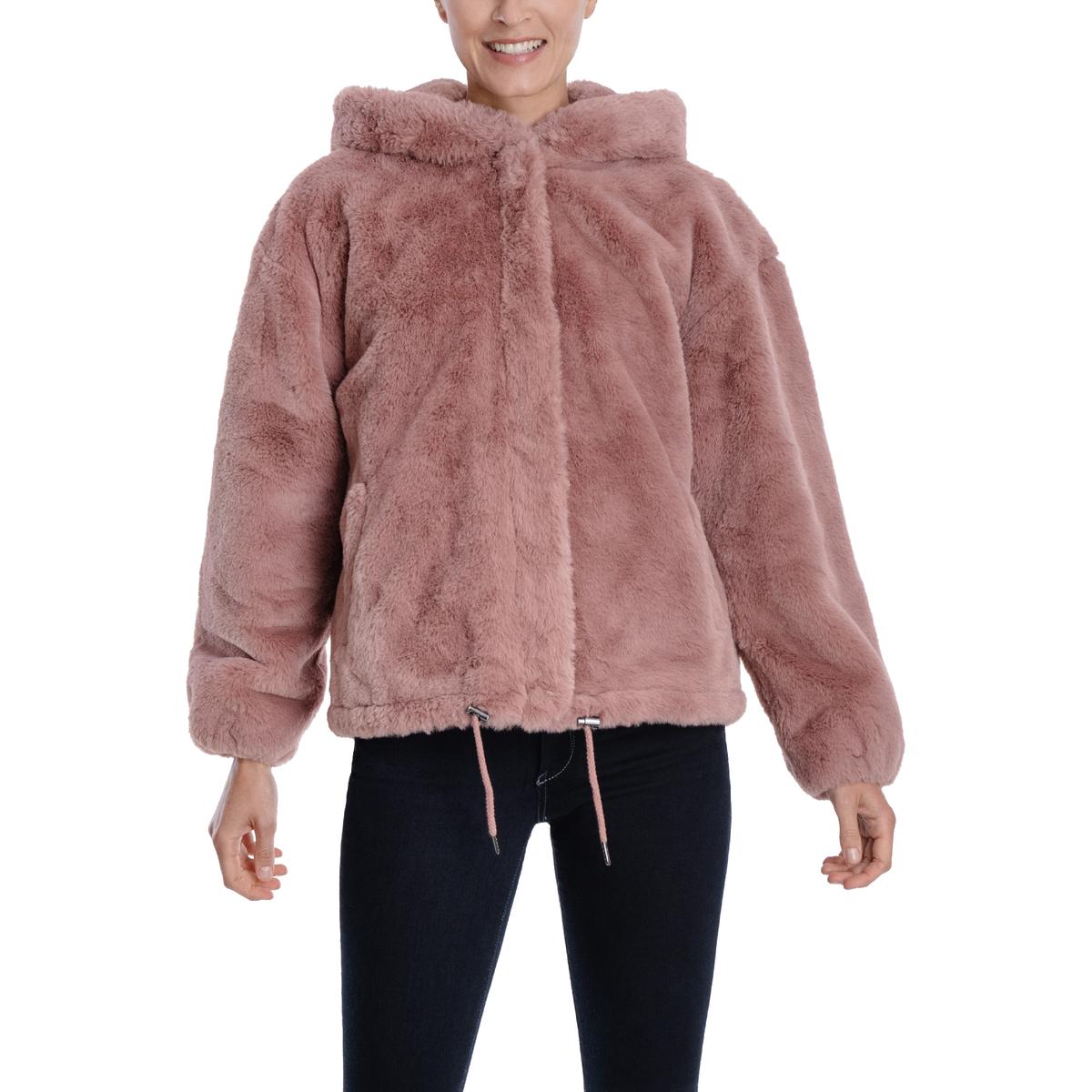 Lucky Brand Faux Fur Black coat Teddy Bear Plush Hooded women’s XL NWT