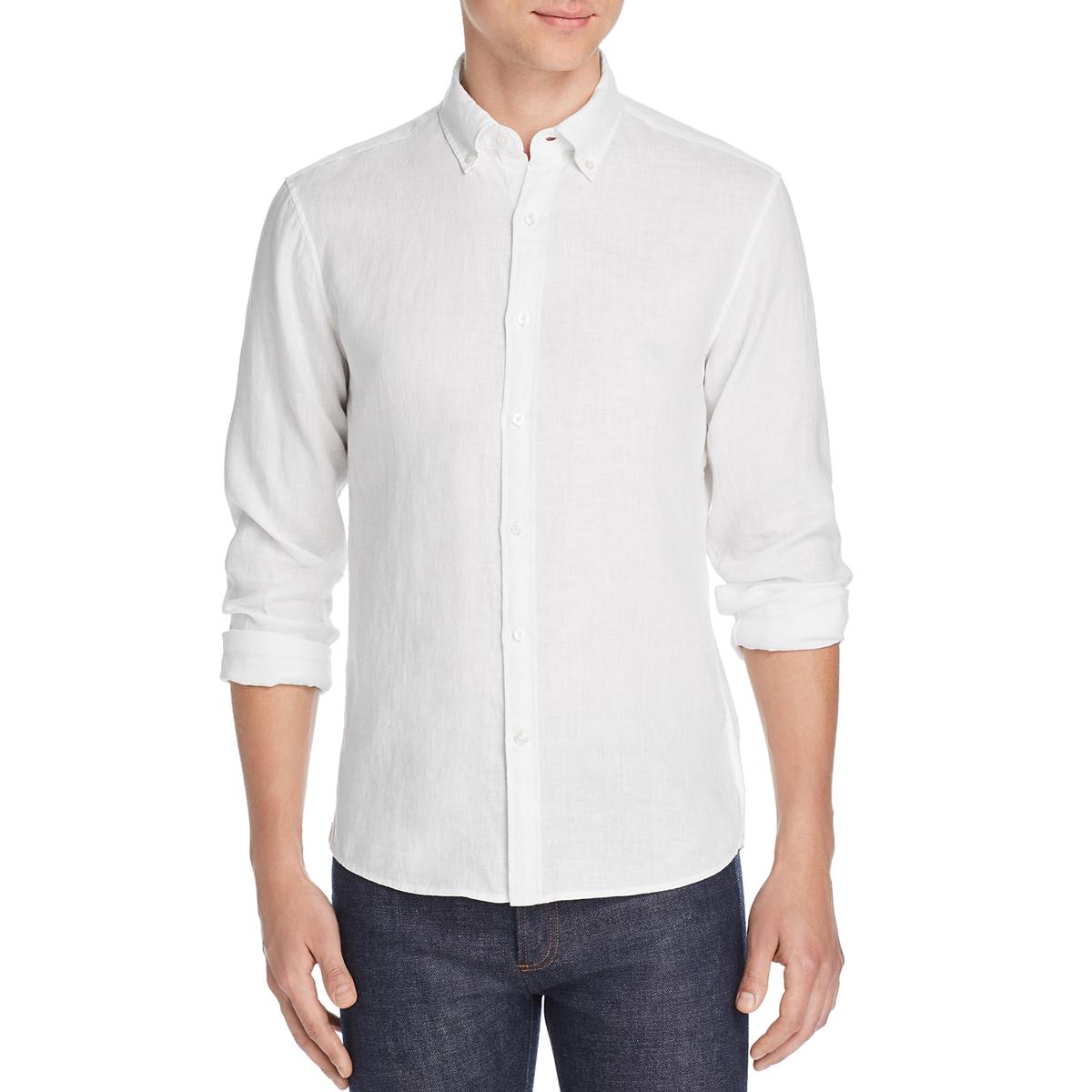 Michael Kors Mens White Linen Slim Fit Casual Button-Down Shirt XXL ...