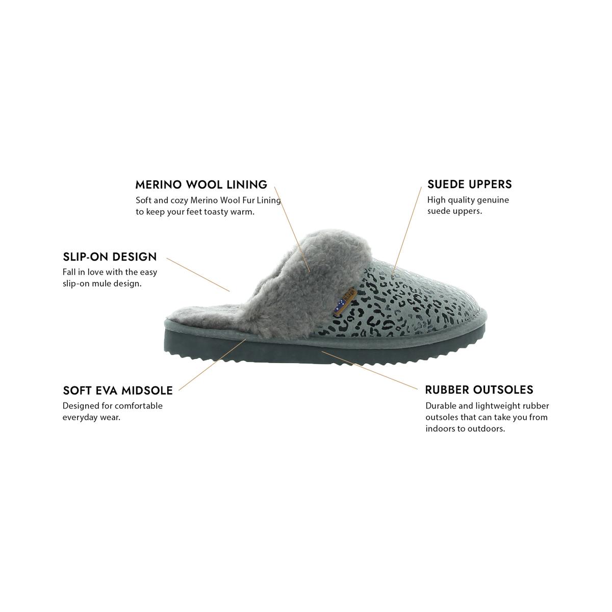 EMU Ridge Harper Suede Merino Wool Lined Slip On EVA Womens Mule Slippers - Picture 8 of 16