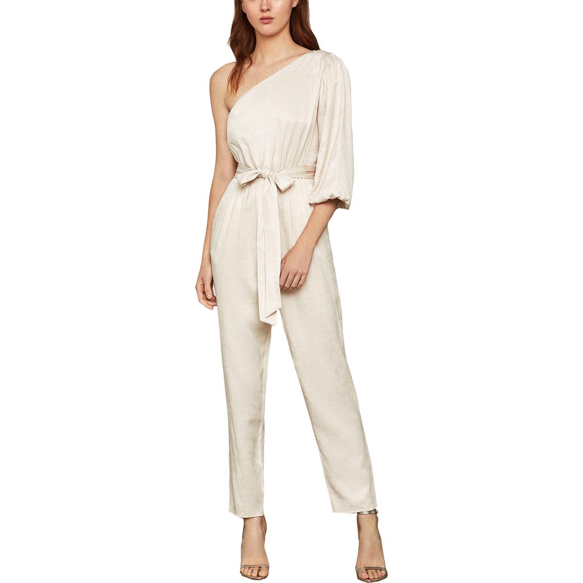 BCBG Max Azria Womens Beige Metallic Puff Sleeve Jumpsuit S BHFO 5923 ...