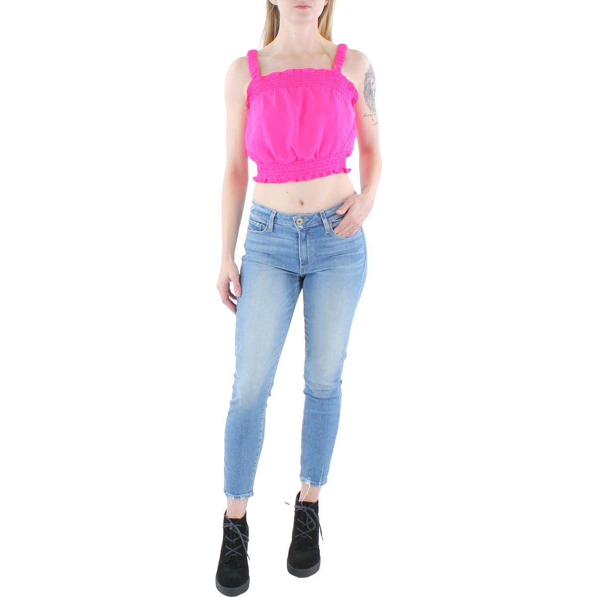 Riley & Rae Womens Pink Smocked Stretch Tank Tank Top Shirt L BHFO 1902