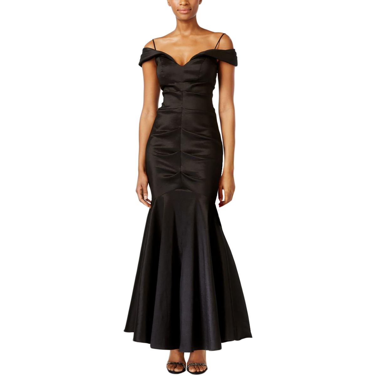X by Xscape Womens Black Ruched OffTheShoulder Evening Dress Gown 12