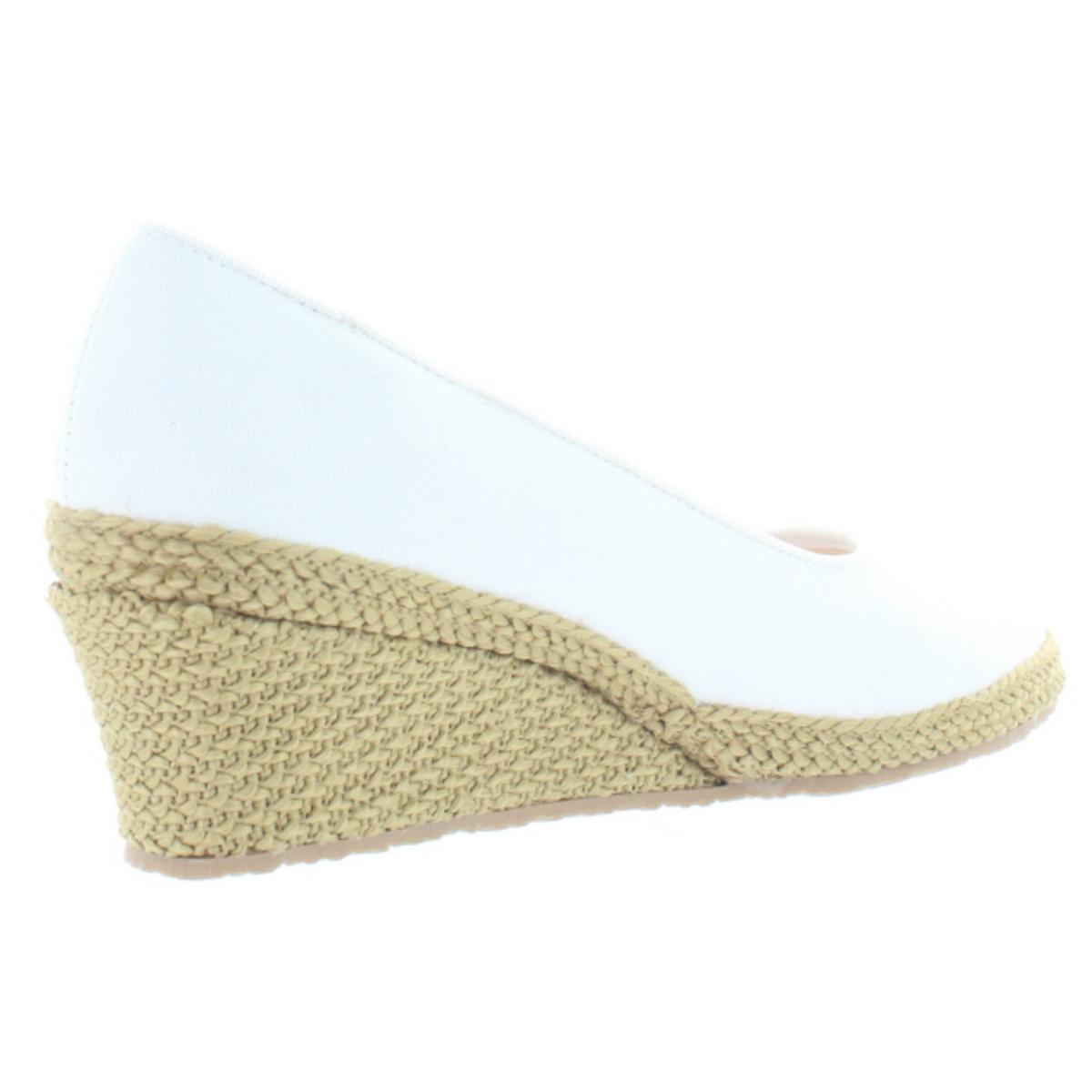 white canvas wedge pumps