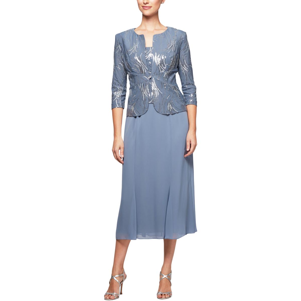 Blue Formal Dress Sequin Midi