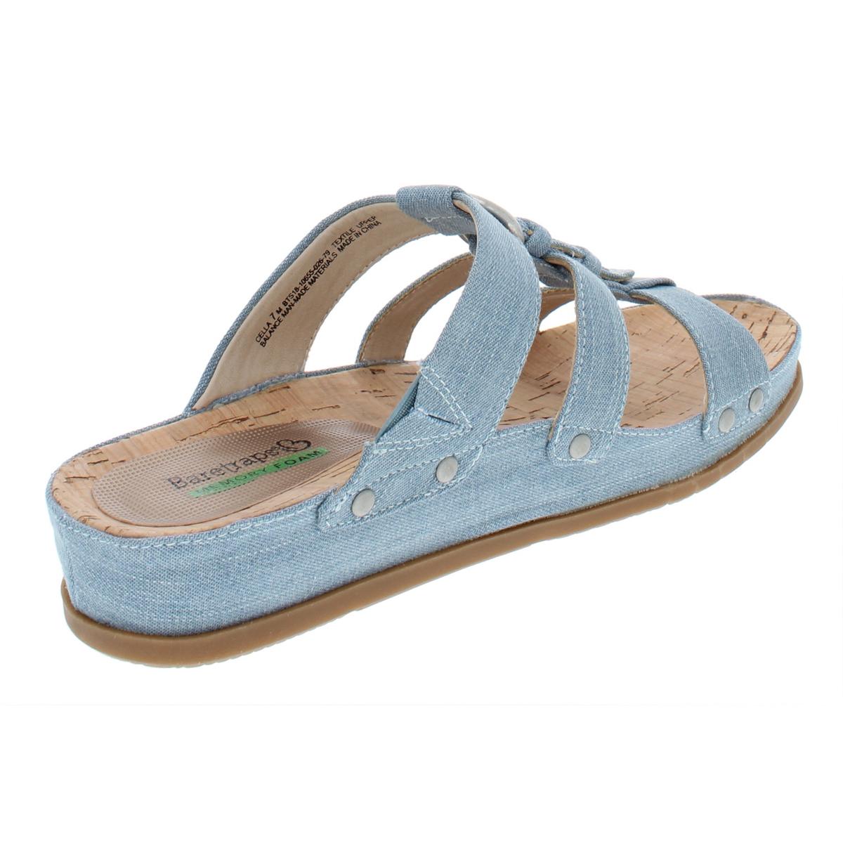 Baretraps Womens Cella Blue Denim Flat Sandals Shoes 7.5 Medium (B,M ...