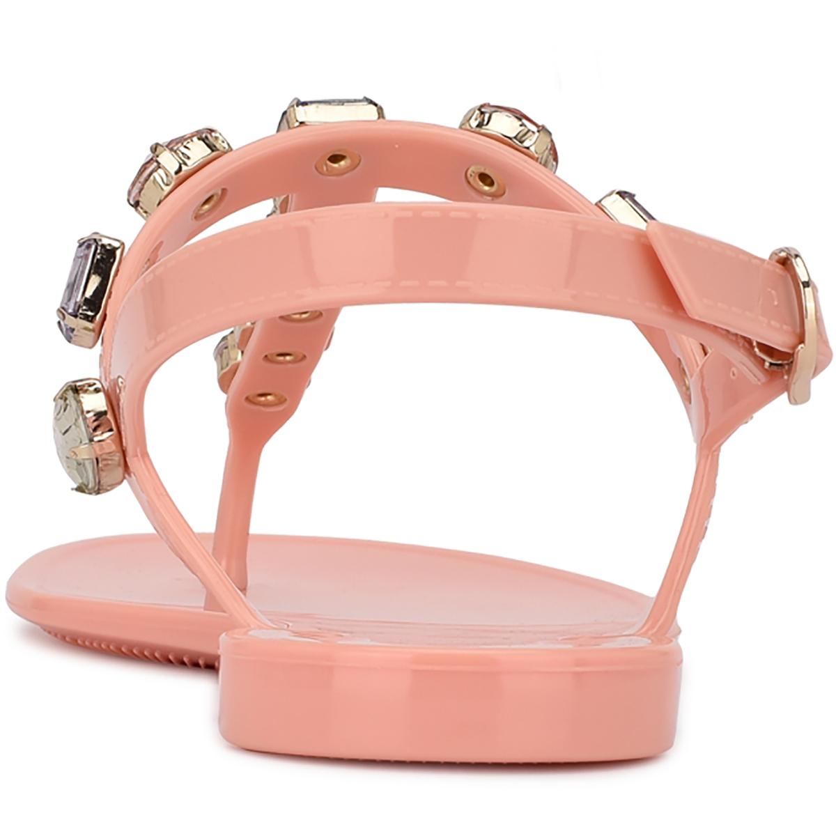 Nine West Womens Juniper Rhinestone Manmade Jelly Sandals Shoes 