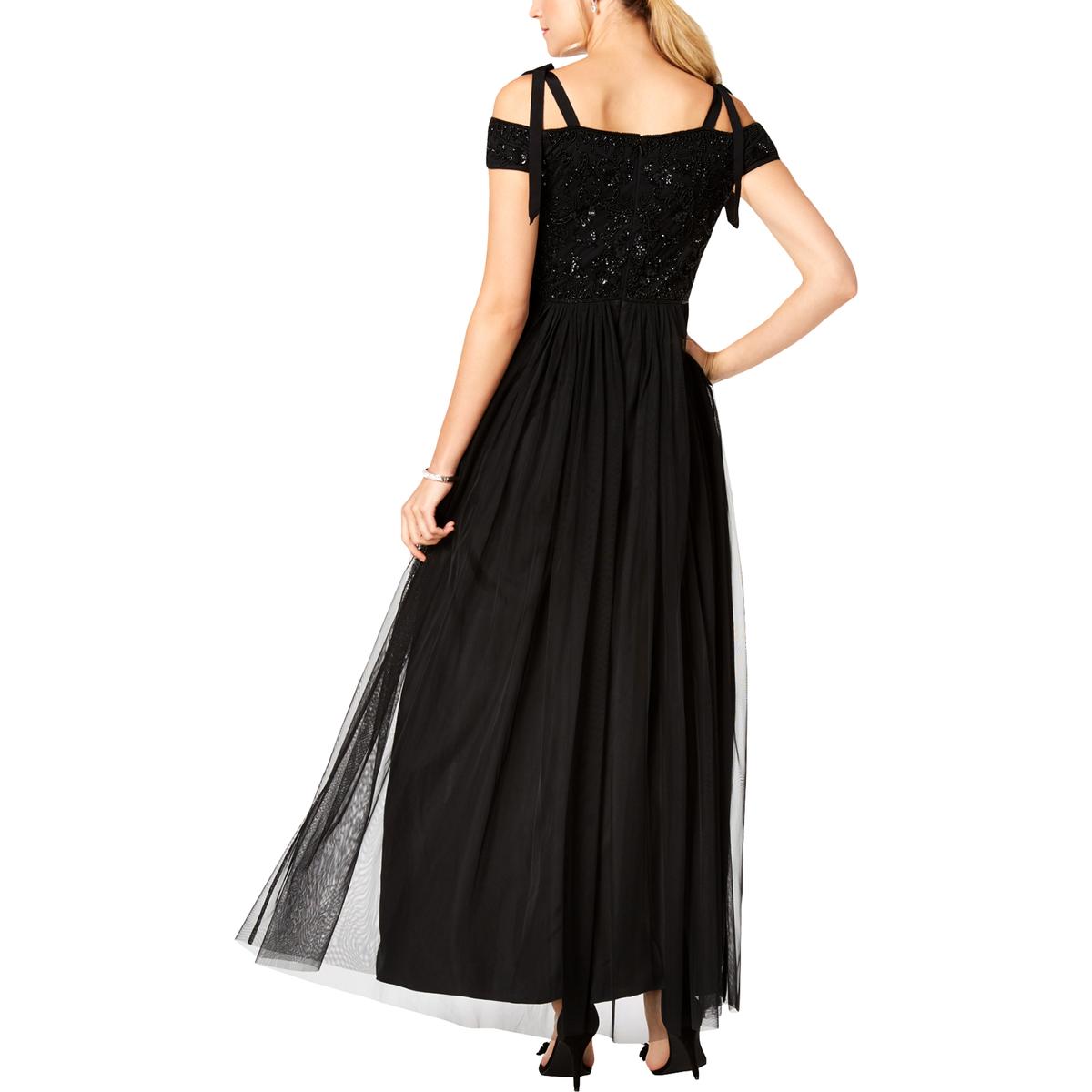 adrianna papell black beaded gown