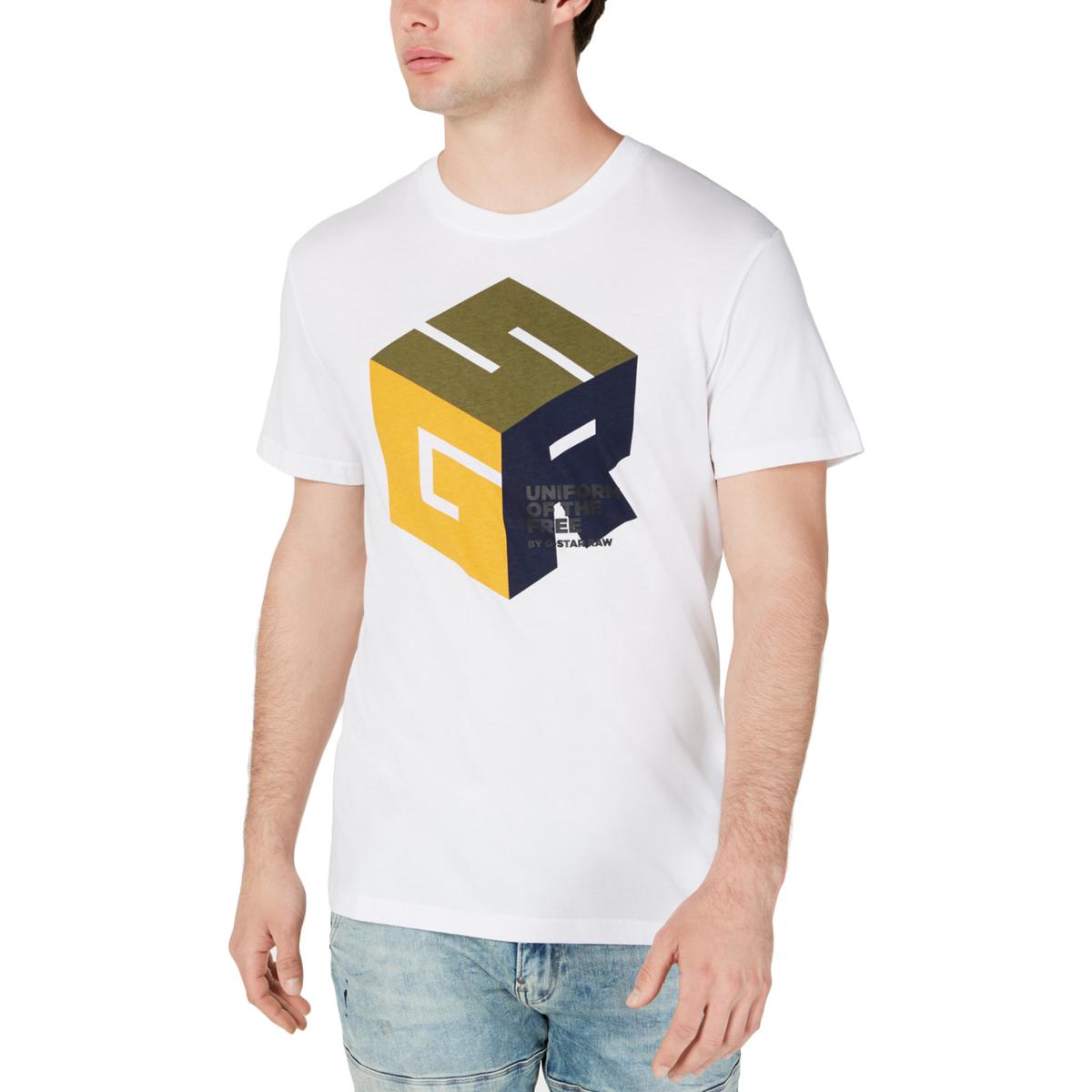 G-Star Raw Mens White Organic Jersey Short Sleeve Graphic T-Shirt XL
