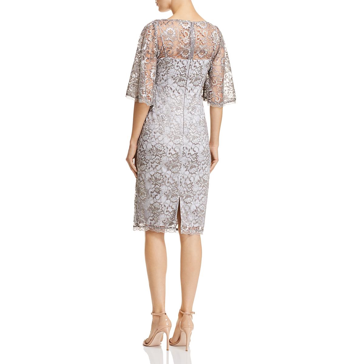 Adrianna Papell Womens Silver Lace Metallic Party Cocktail Dress 10 BHFO 3061 | eBay