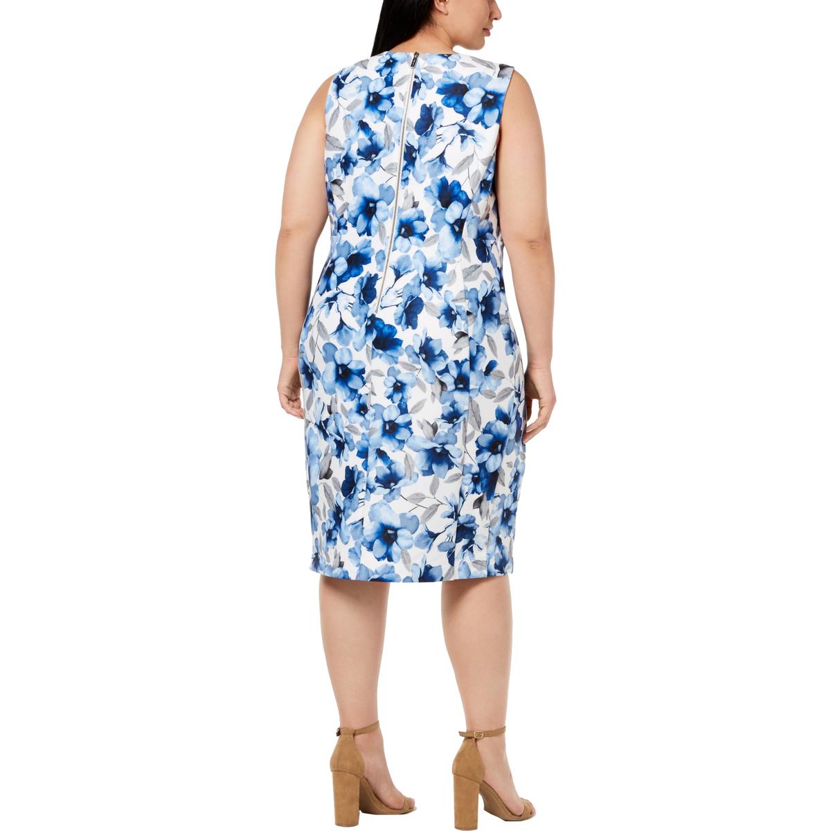 Calvin Klein Womens Blue Knee-Length Crew Neck Casual Dress Plus 16W ...