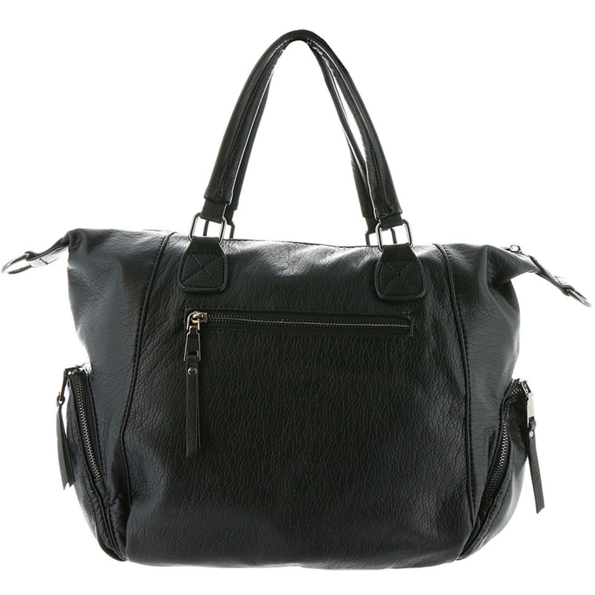 MMS Womens Glam On The Go Black Pebbled Satchel Handbag Purse Large ...